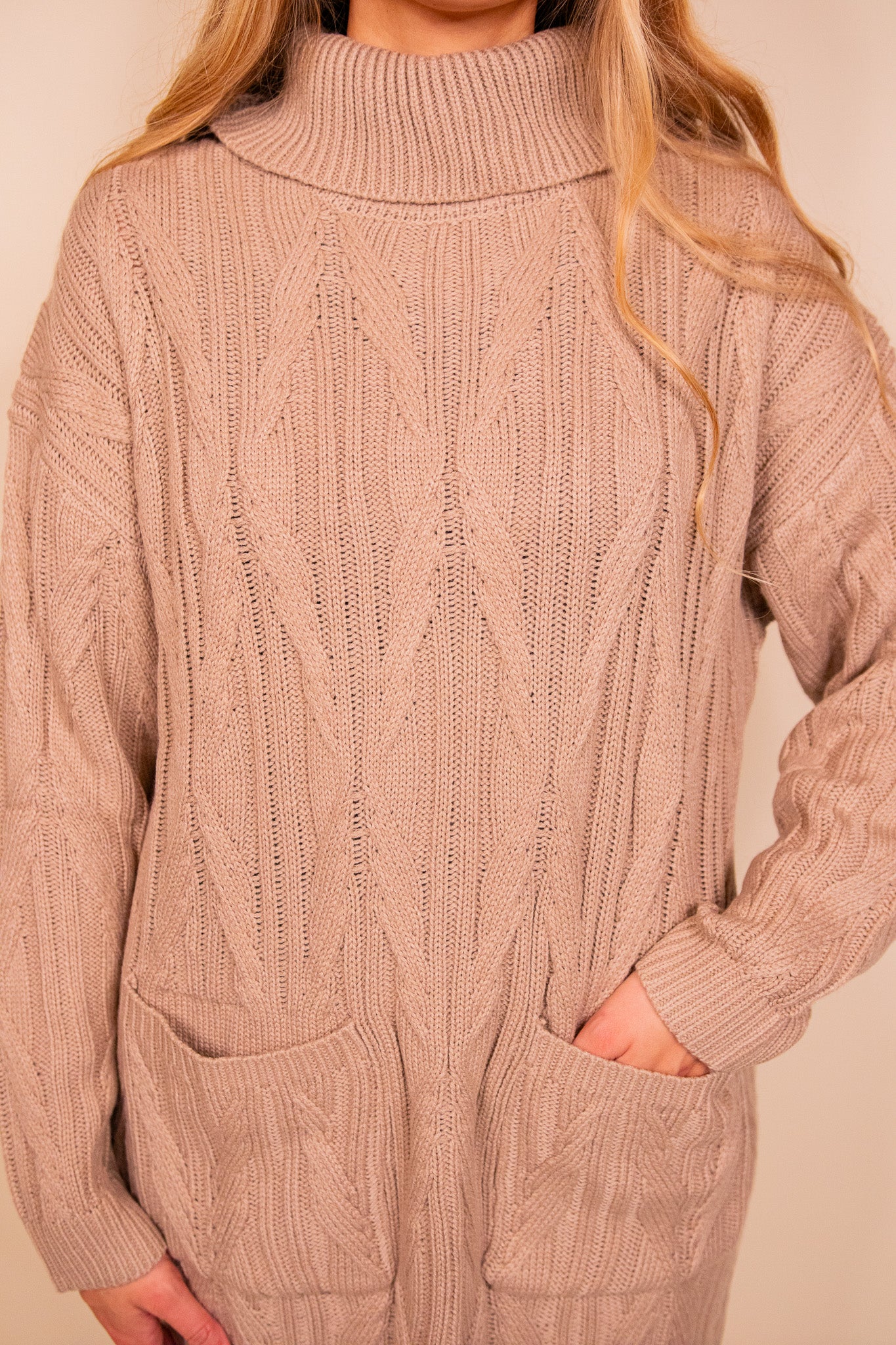 The Josie Cableknit Turtleneck Dress