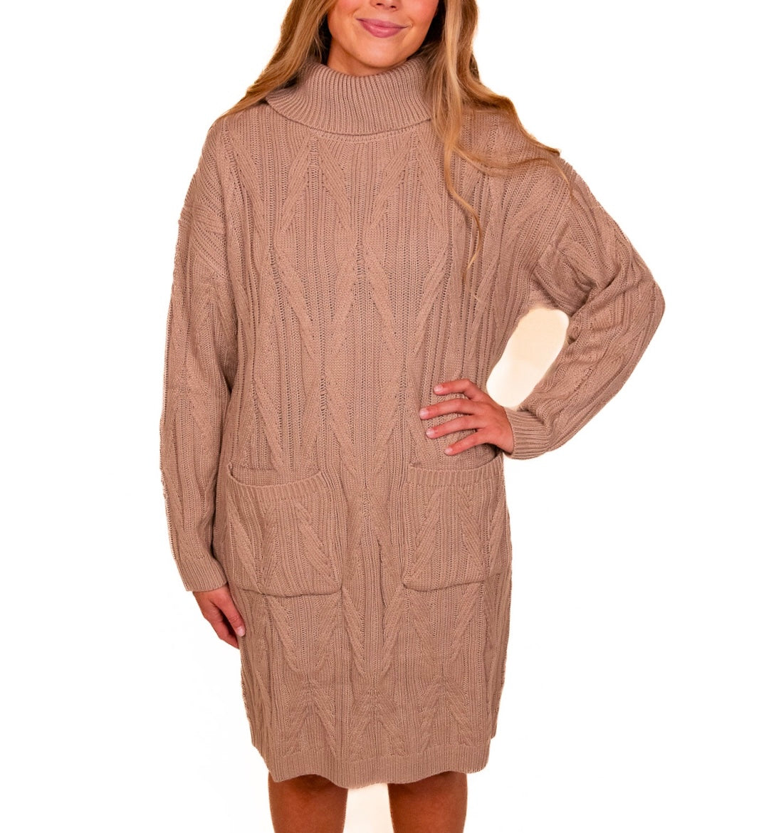 The Josie Cableknit Turtleneck Dress