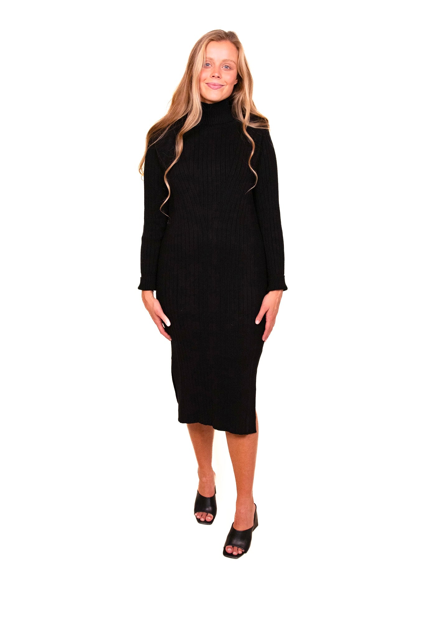 The Kate Ribbed Knit Turtleneck Dress