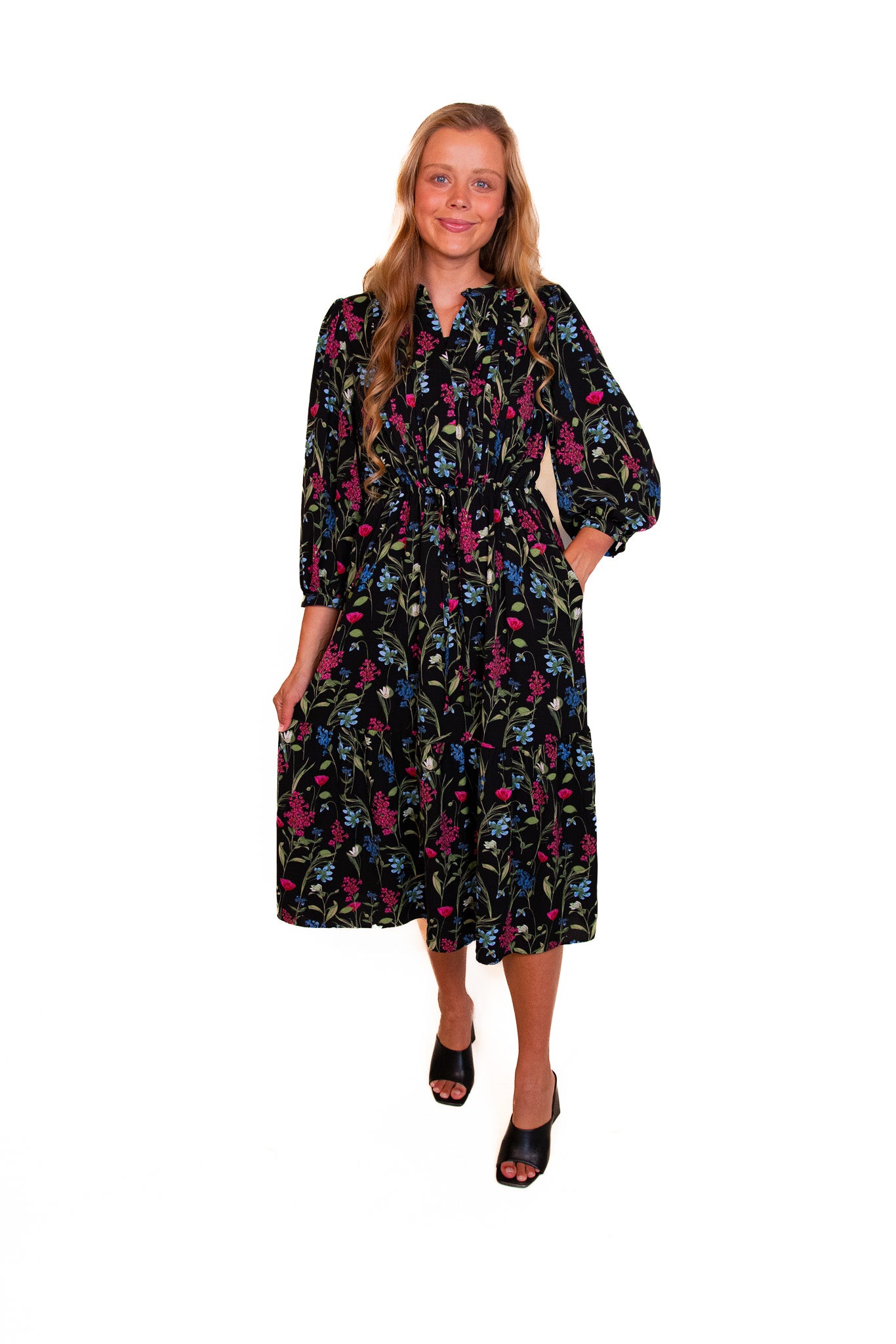 The Taylor Shirt Dress in Black Floral