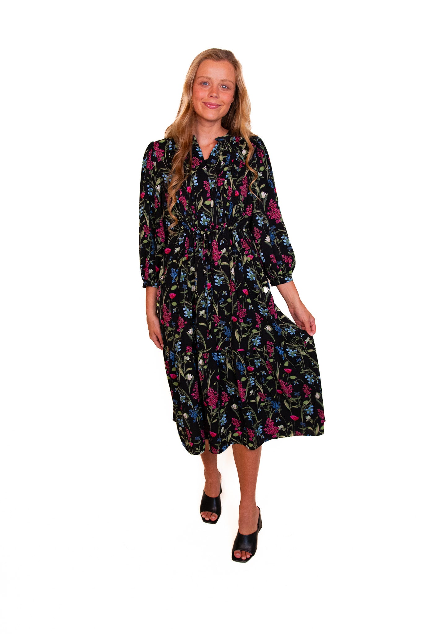 The Taylor Shirt Dress in Black Floral