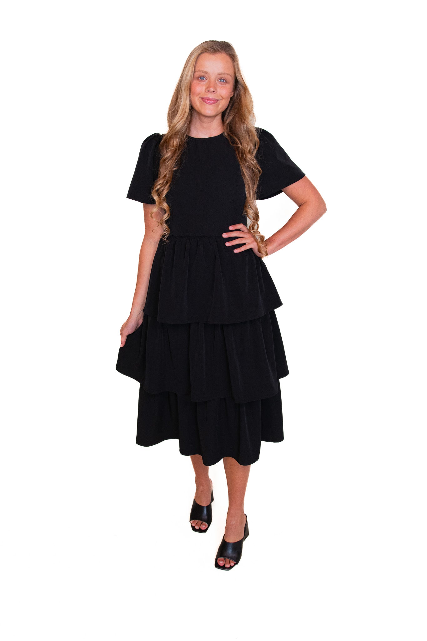 The Ella Ruffle Dress in Black