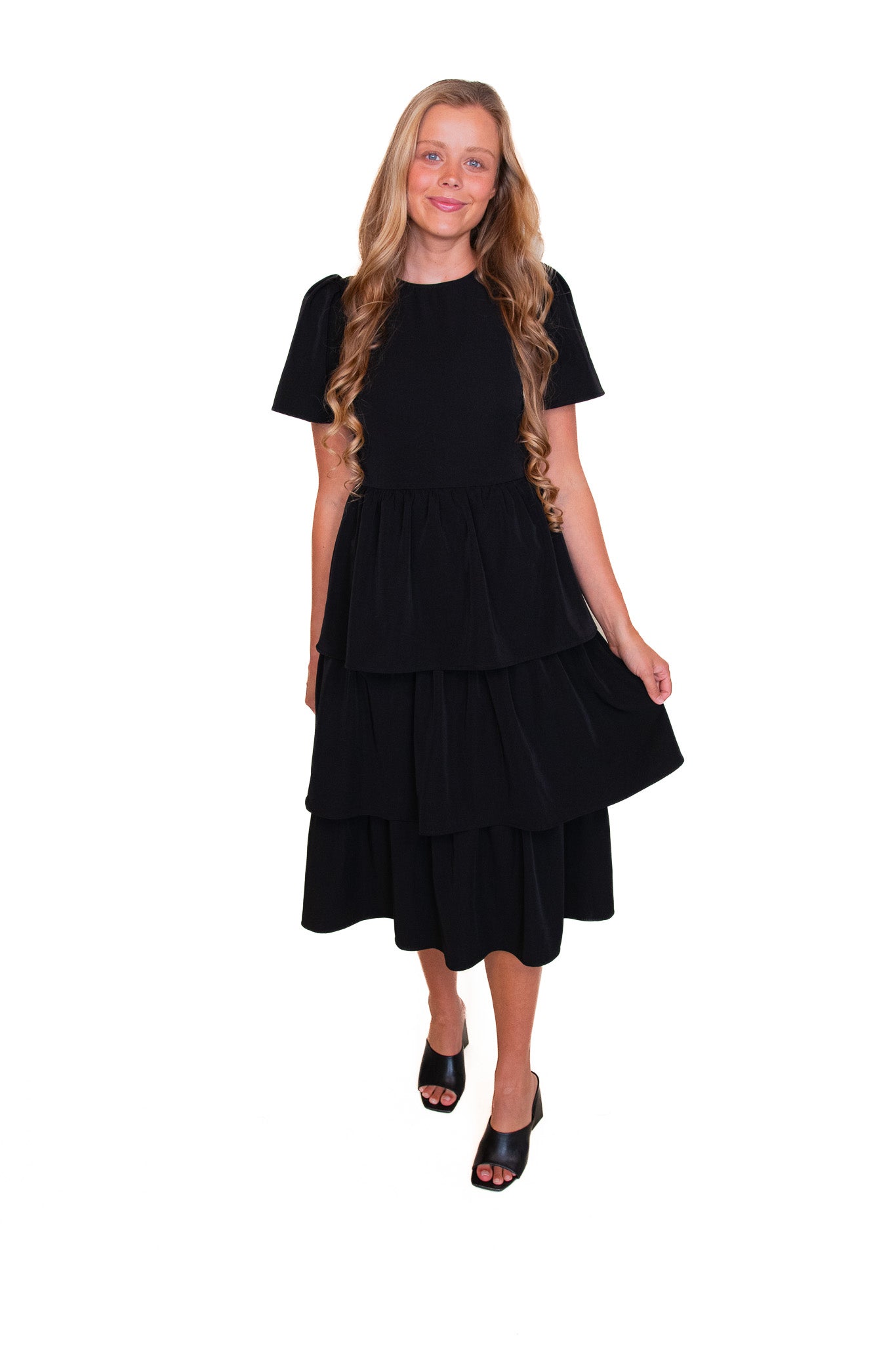 The Ella Ruffle Dress in Black