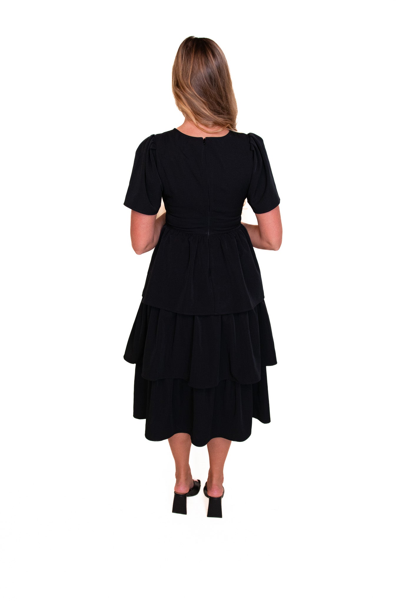 The Ella Ruffle Dress in Black