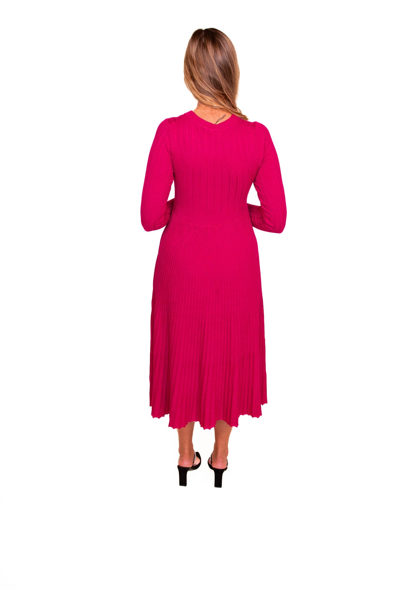 RESTOCKED - The Kris Ribbed Knit Sweater Dress in Magenta