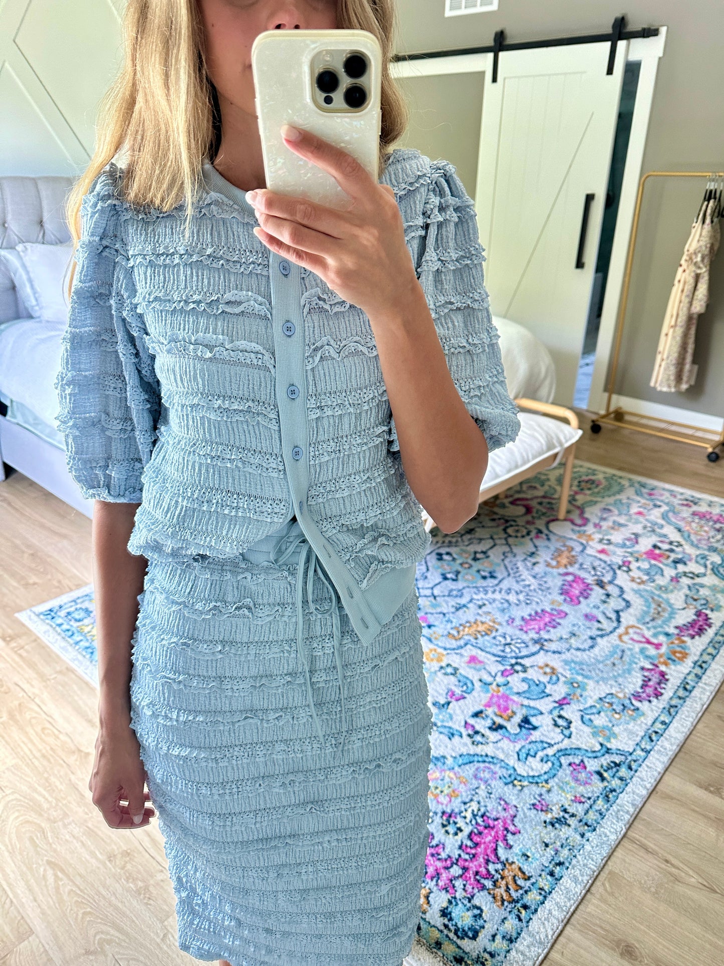 The Ana Textured Set in Baby Blue