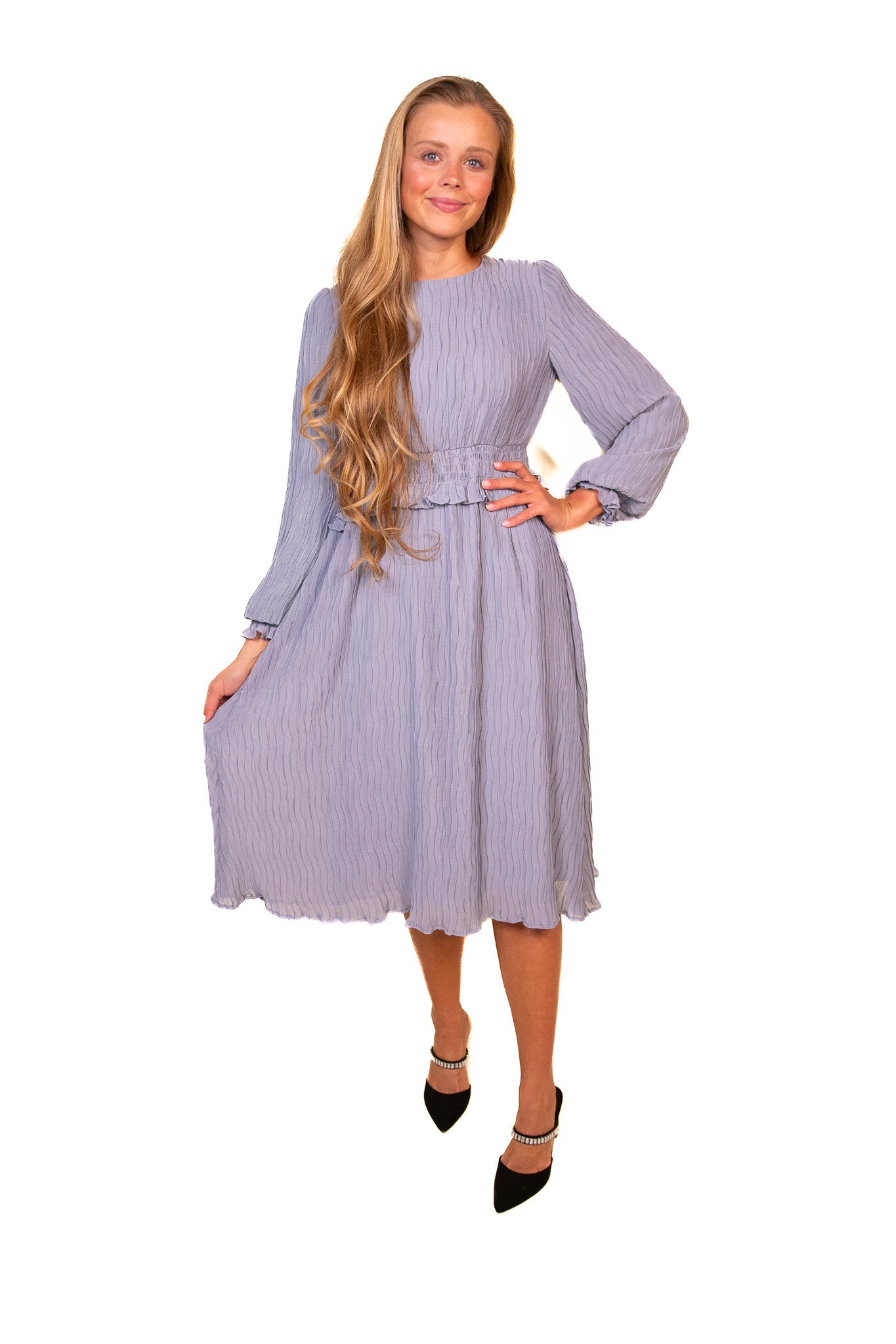 The Alani Ruffle Dress in Ice