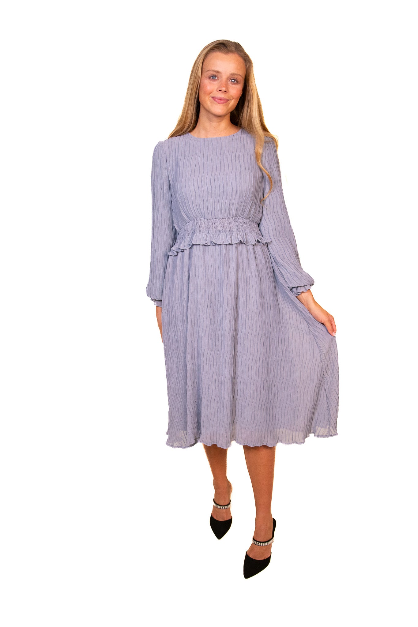 The Alani Ruffle Dress in Ice