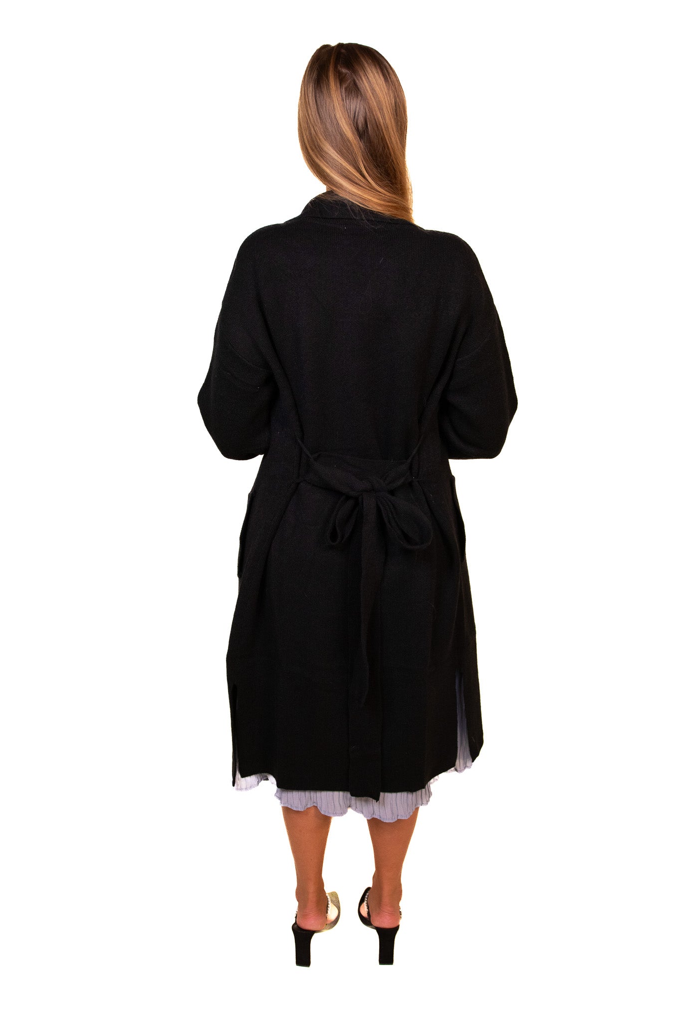 The Karlie Effortless Knitted Trench Coat in Black