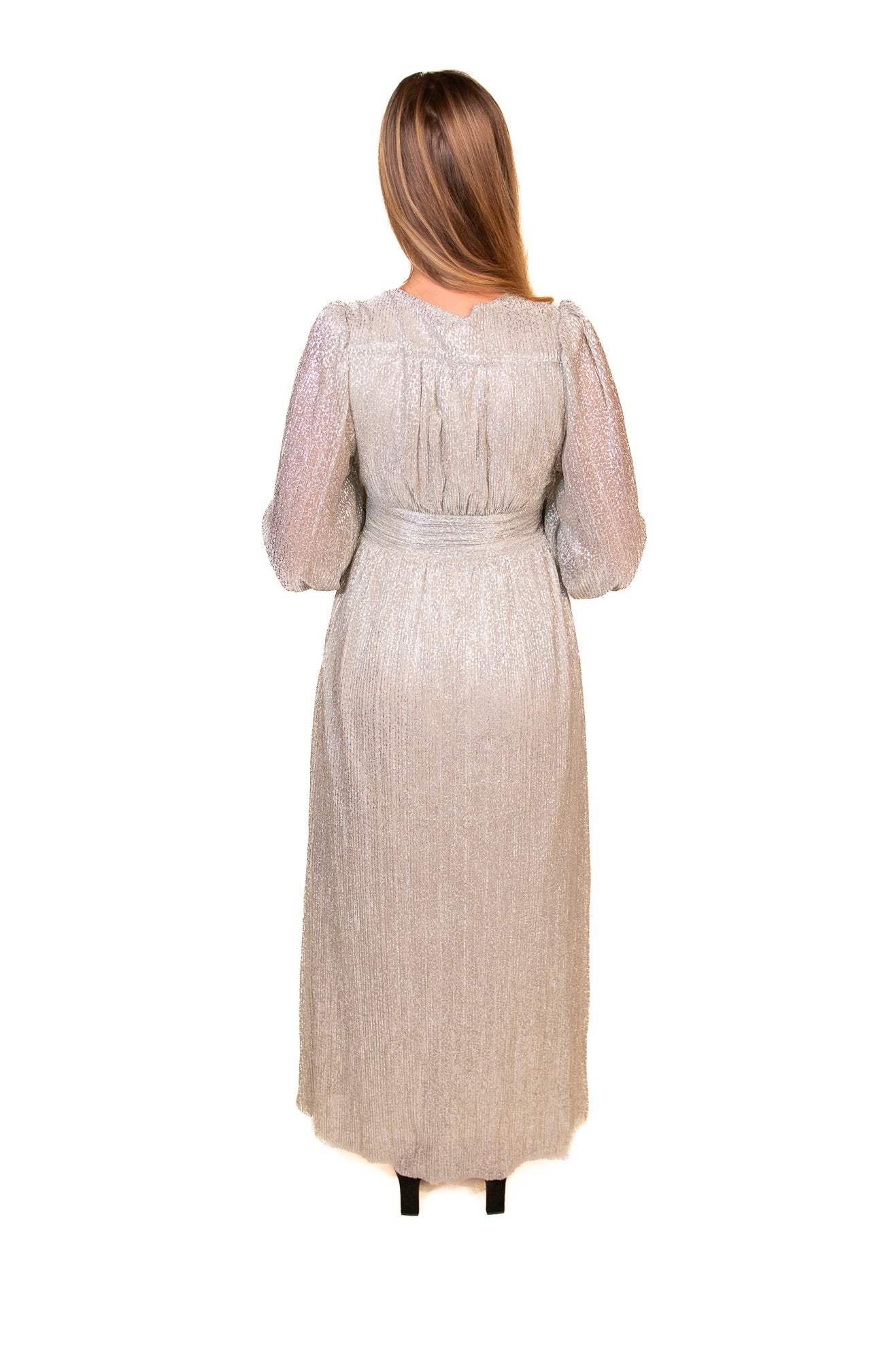 The Maren Sparkle Maxi Dress in Champagne