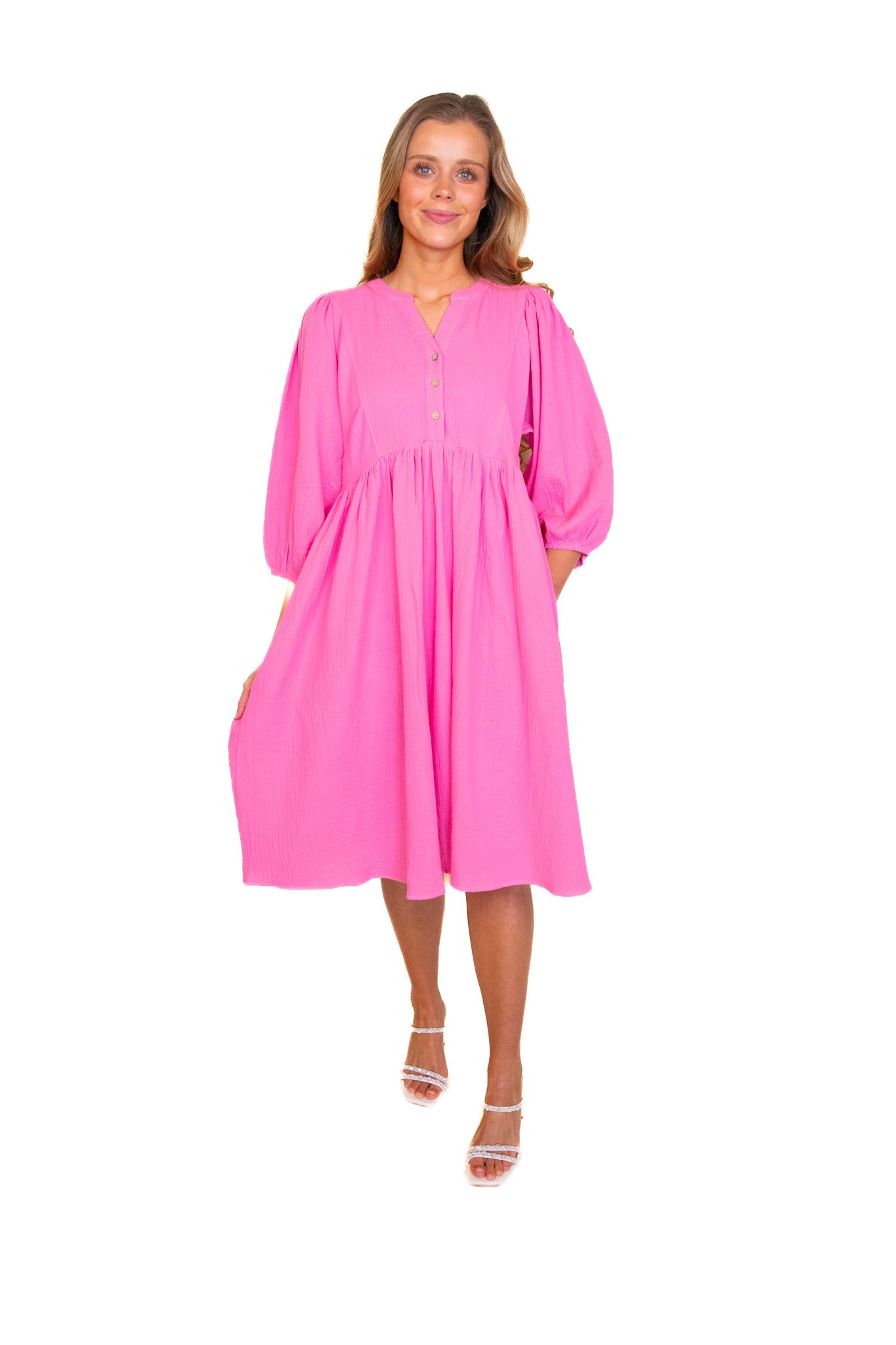 RESTOCKED - The Kennedy Dress in Bubblegum