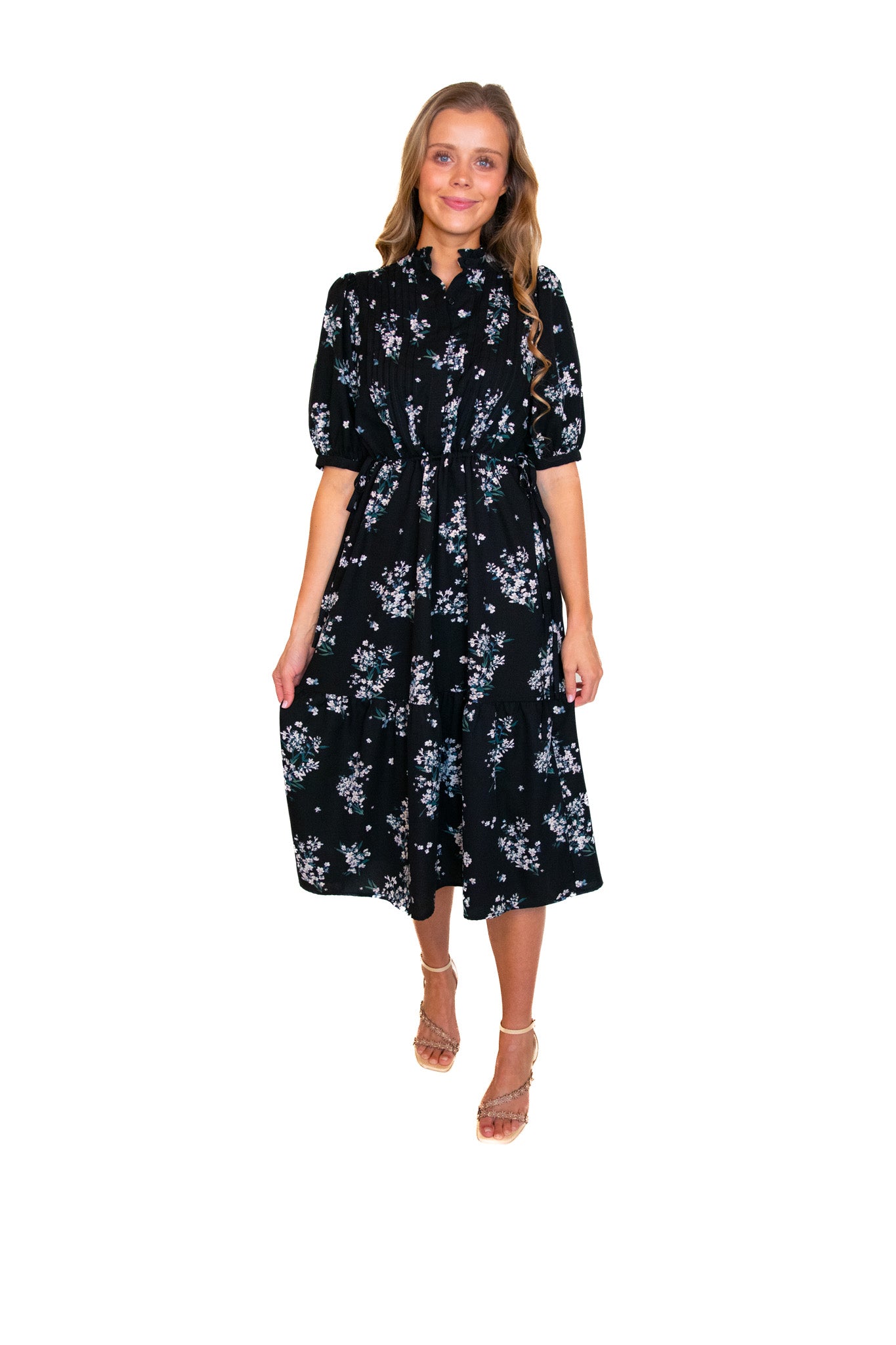 The Ava Floral Tie-Side Midi