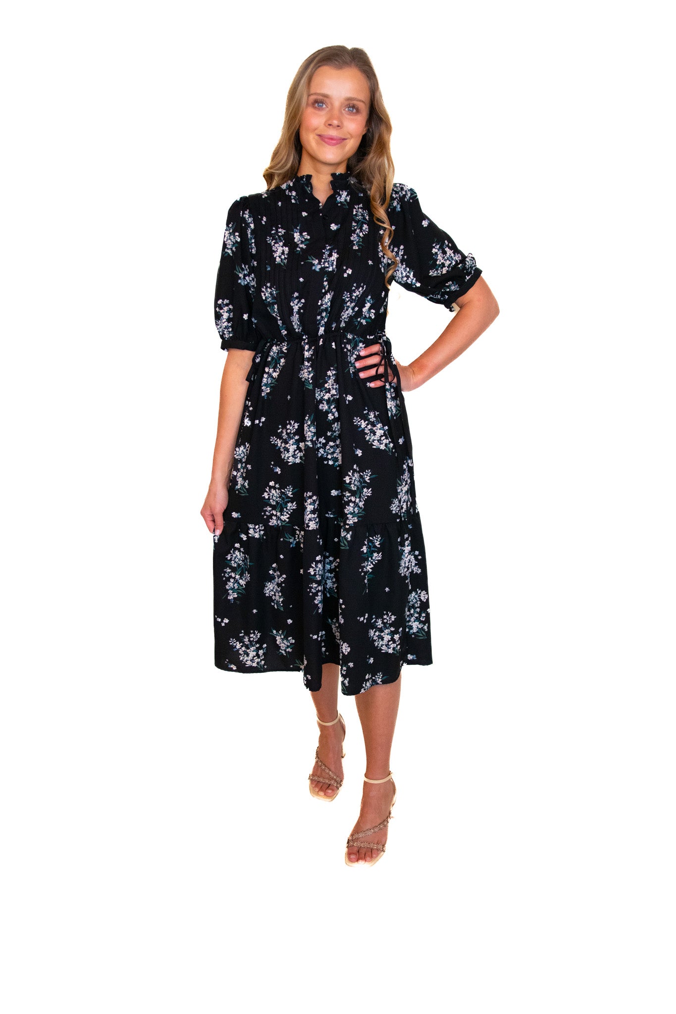 The Ava Floral Tie-Side Midi