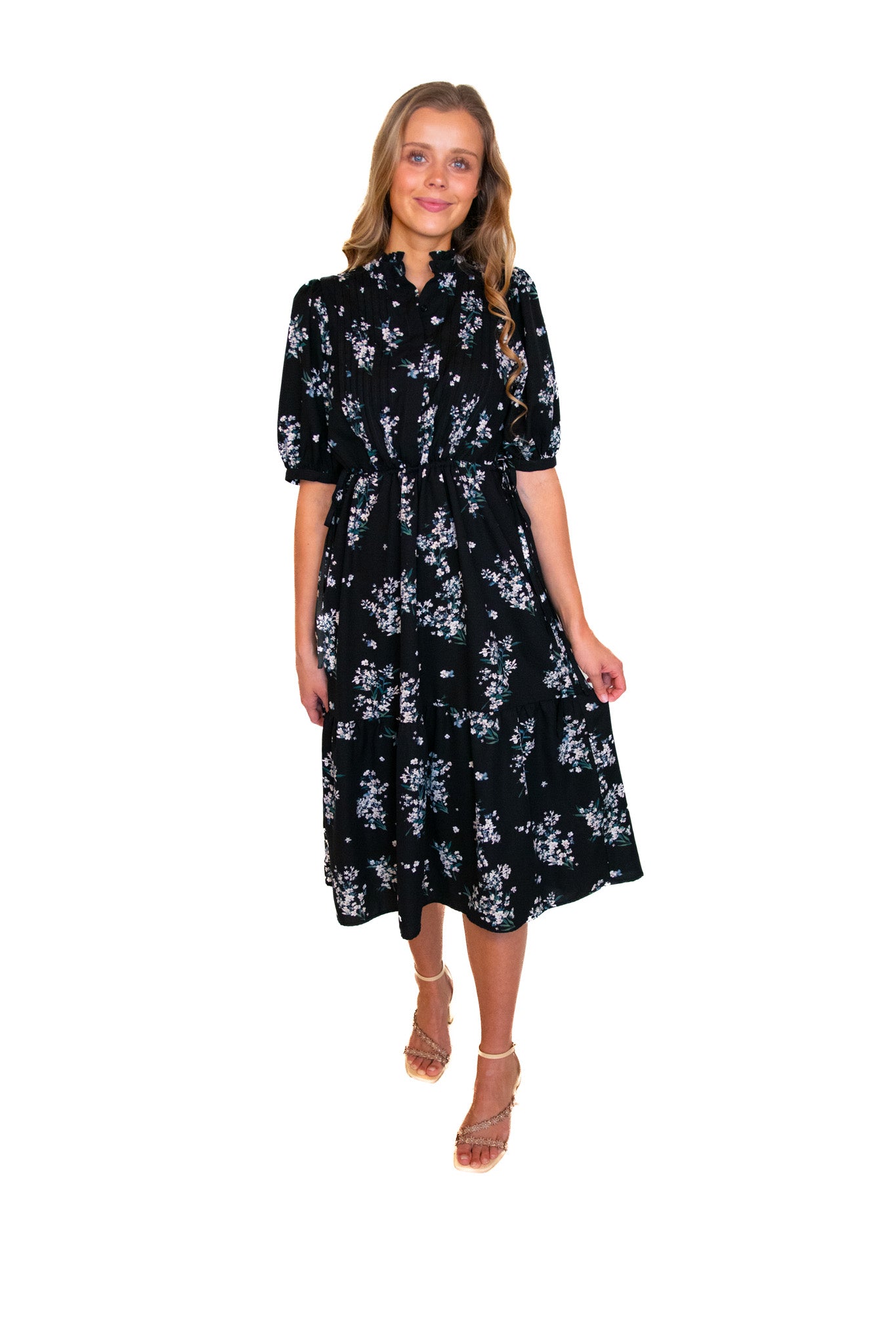 The Ava Floral Tie-Side Midi