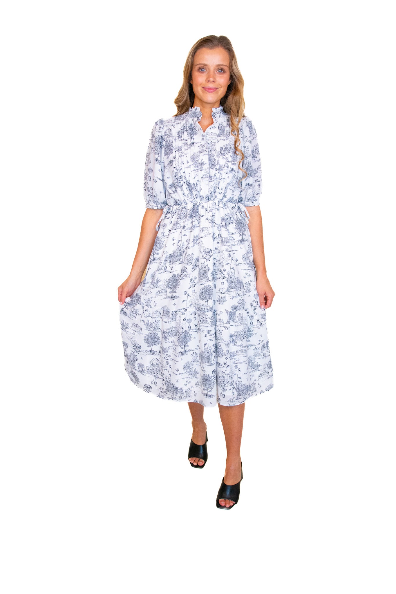 The Ava Toile Tie-Side Midi