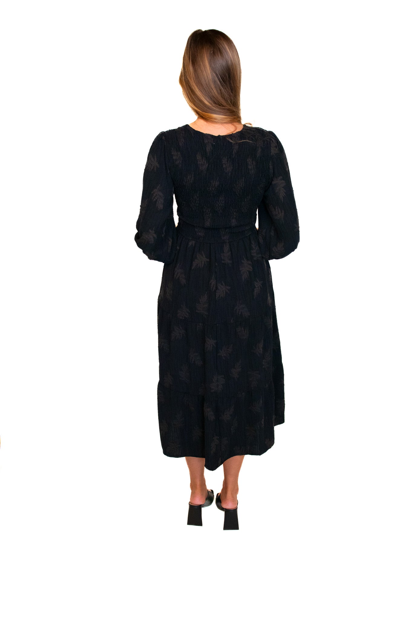 The Cece Smocked Dress in Black