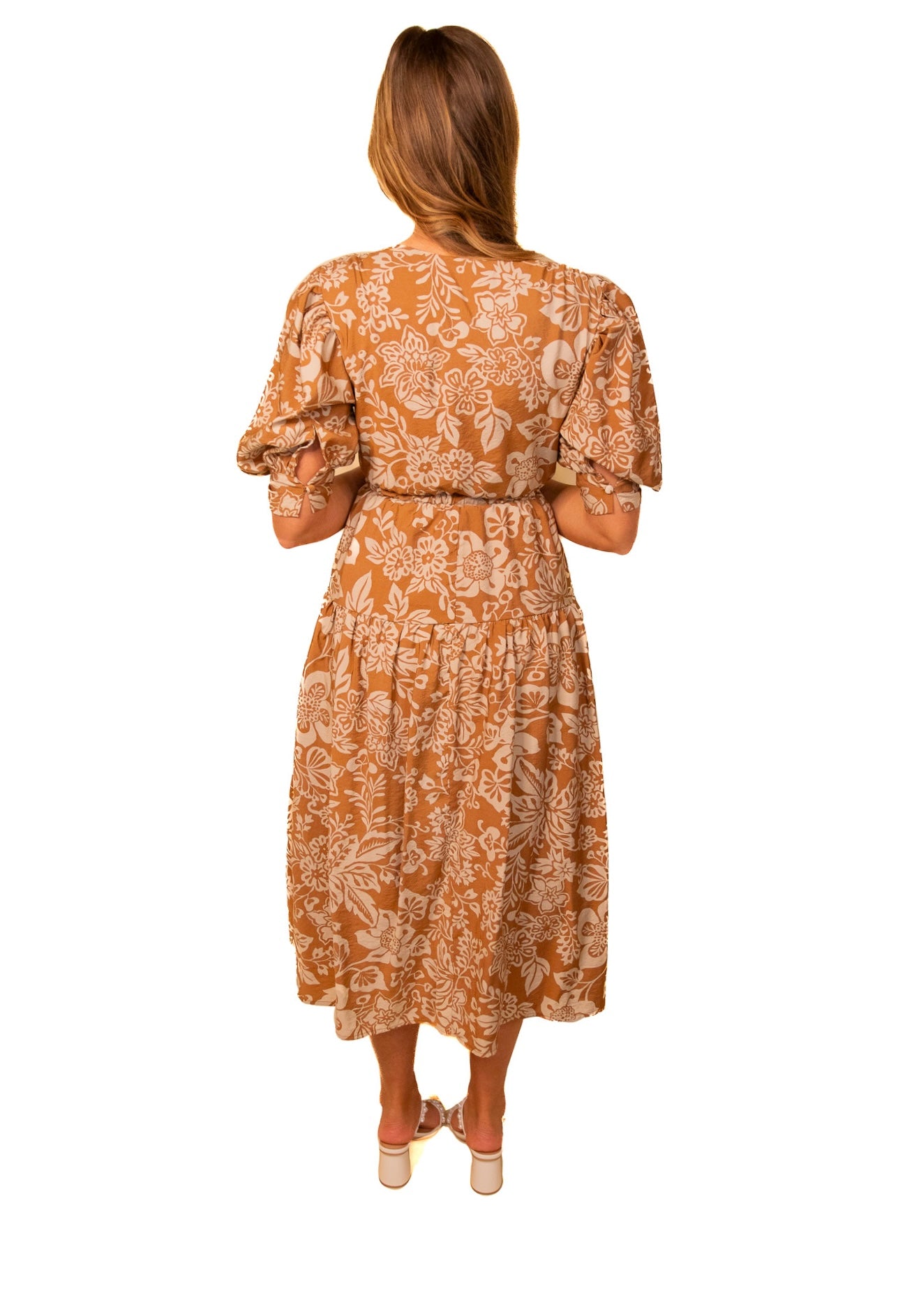 The Bailey Floral Dress in Tan Floral