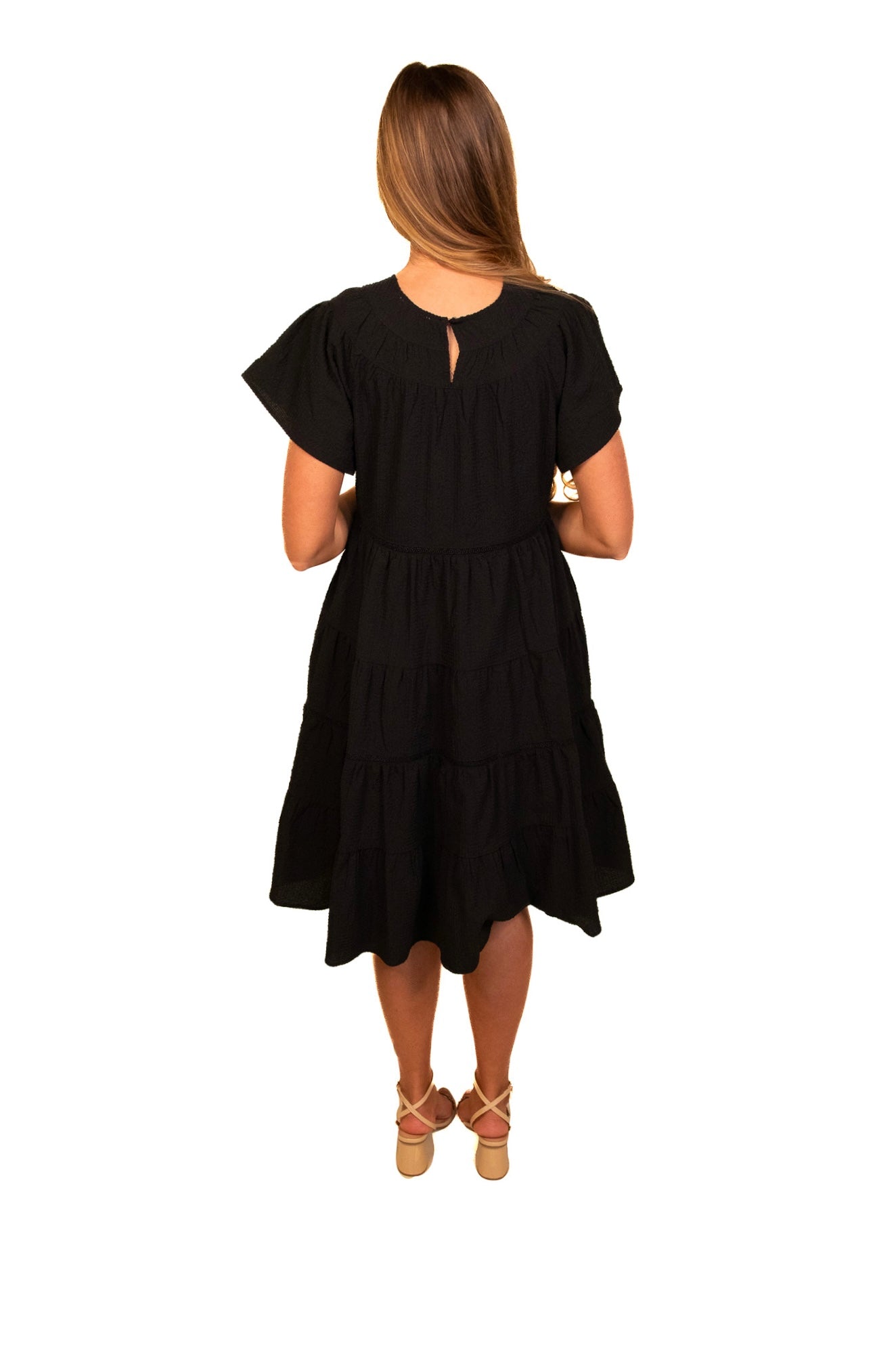 The Amelia Tiered Babydoll Dress in Black