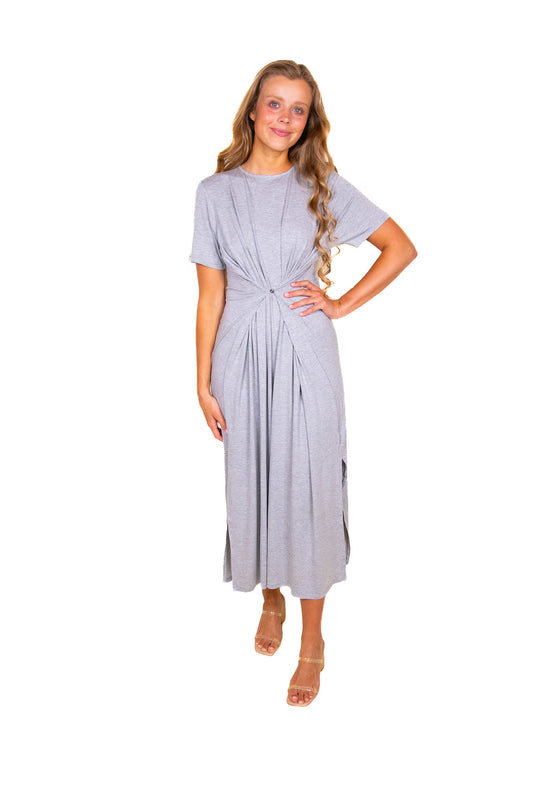 The Hayden 3 in 1 T-Shirt Dress in Heathered Grey