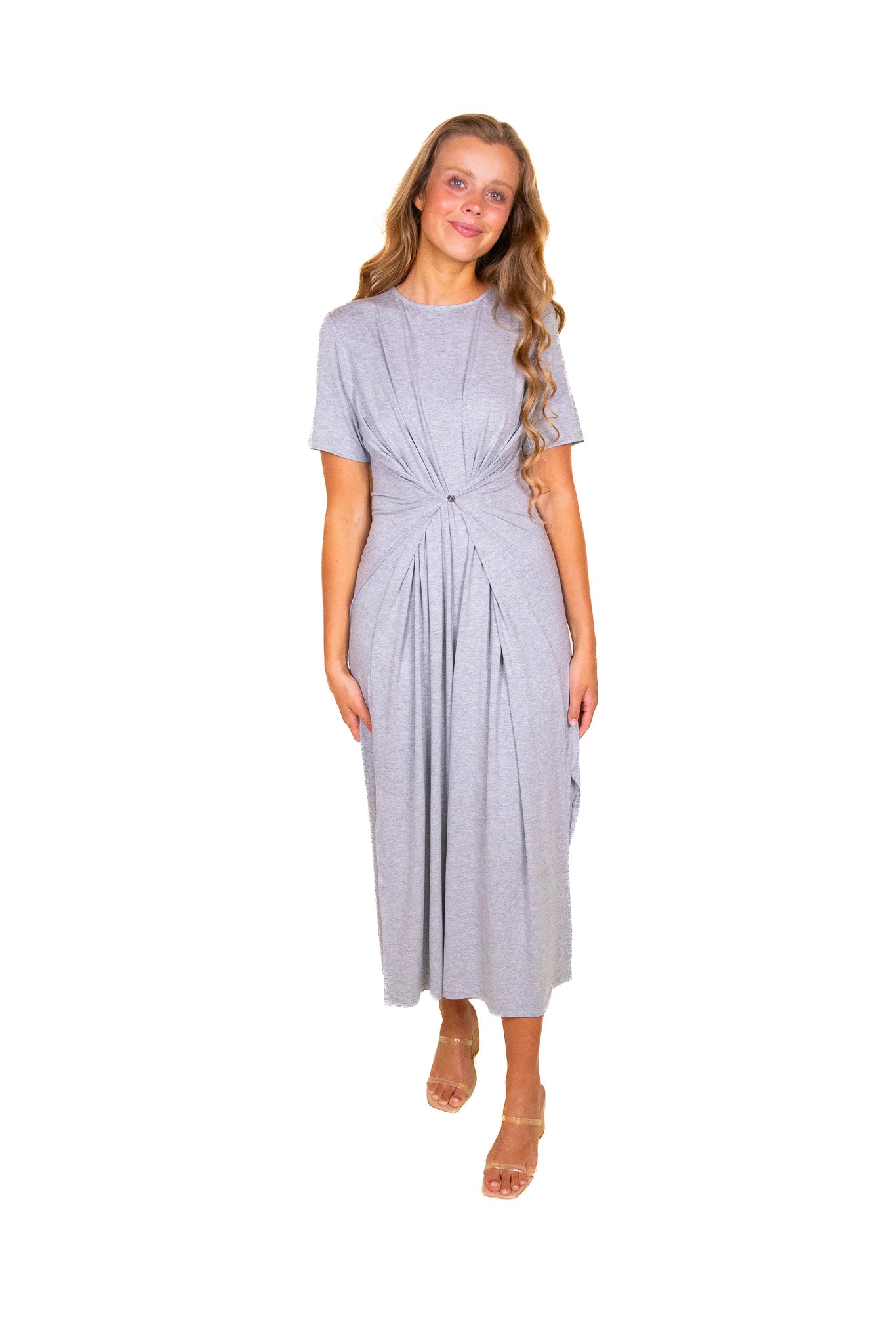 The Hayden 3 in 1 T-Shirt Dress in Heathered Grey