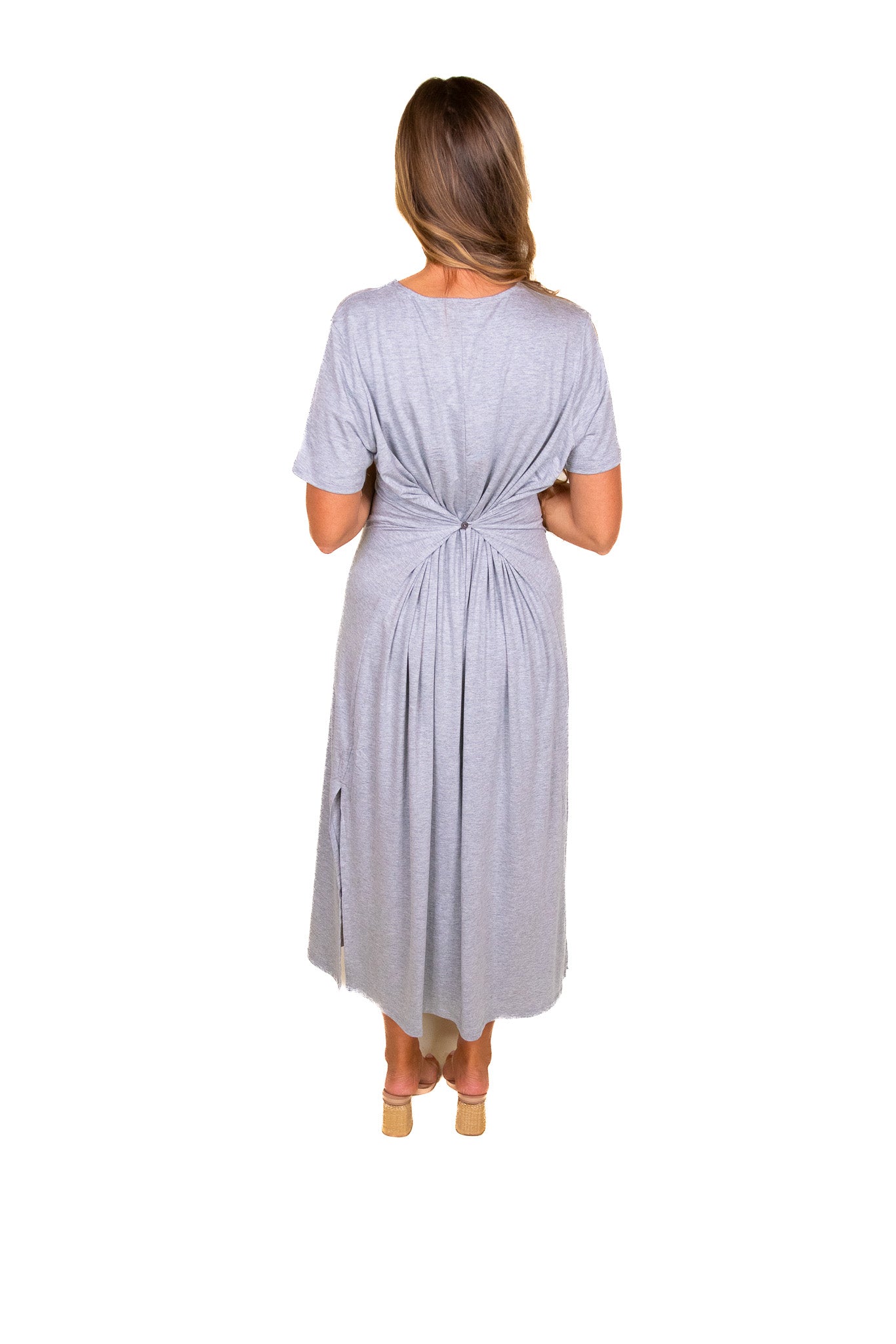 The Hayden 3 in 1 T-Shirt Dress in Heathered Grey