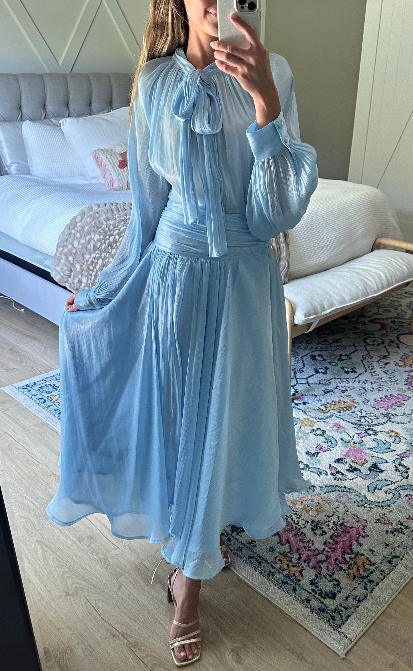 The Eleanor Shimmer Skirt Set in Cinderella Blue