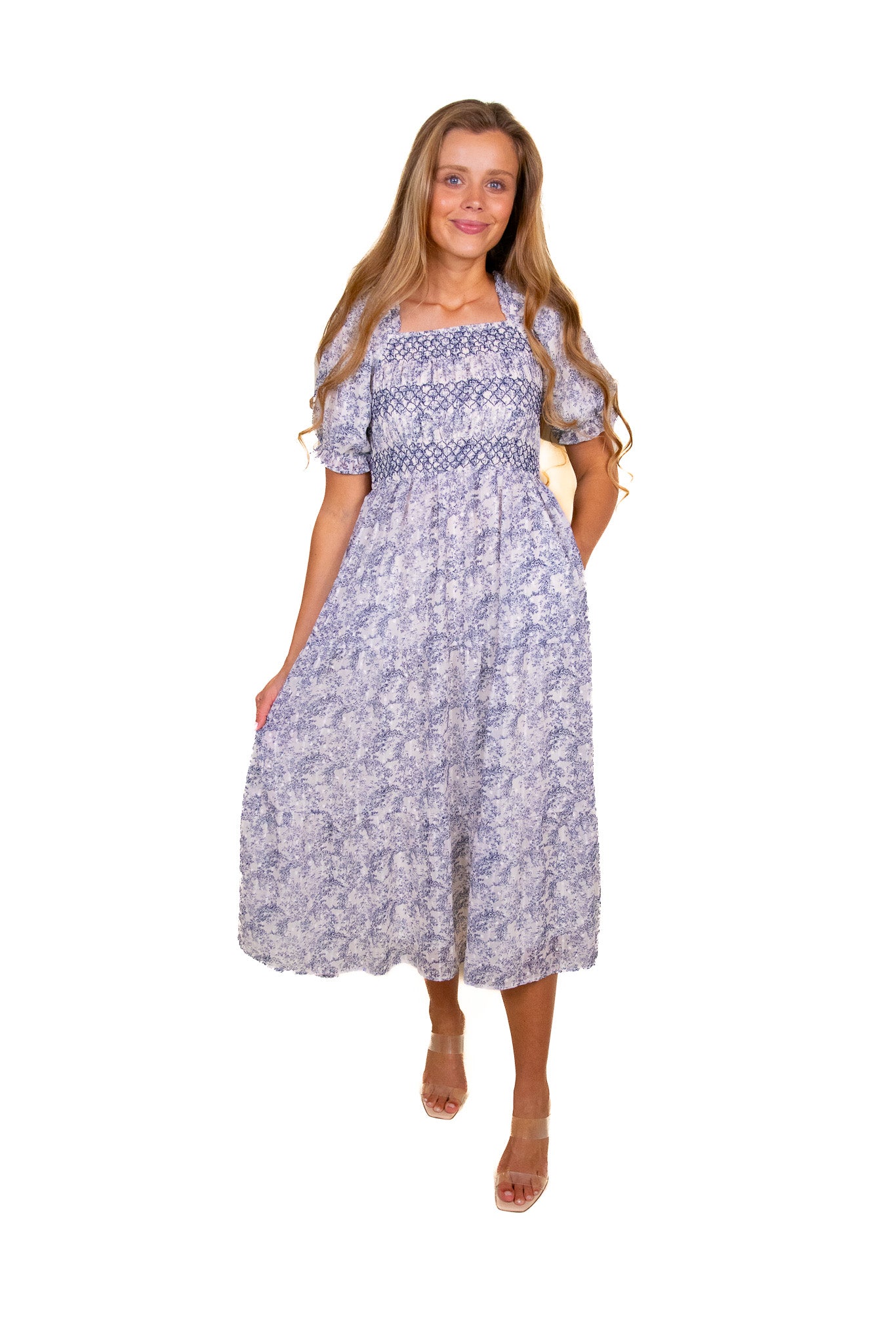 The Jasmine Smocked Dress in Ocean