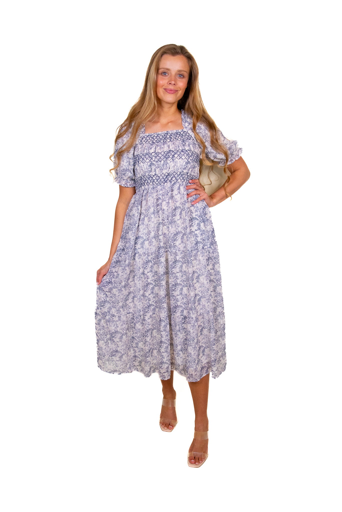 The Jasmine Smocked Dress in Ocean