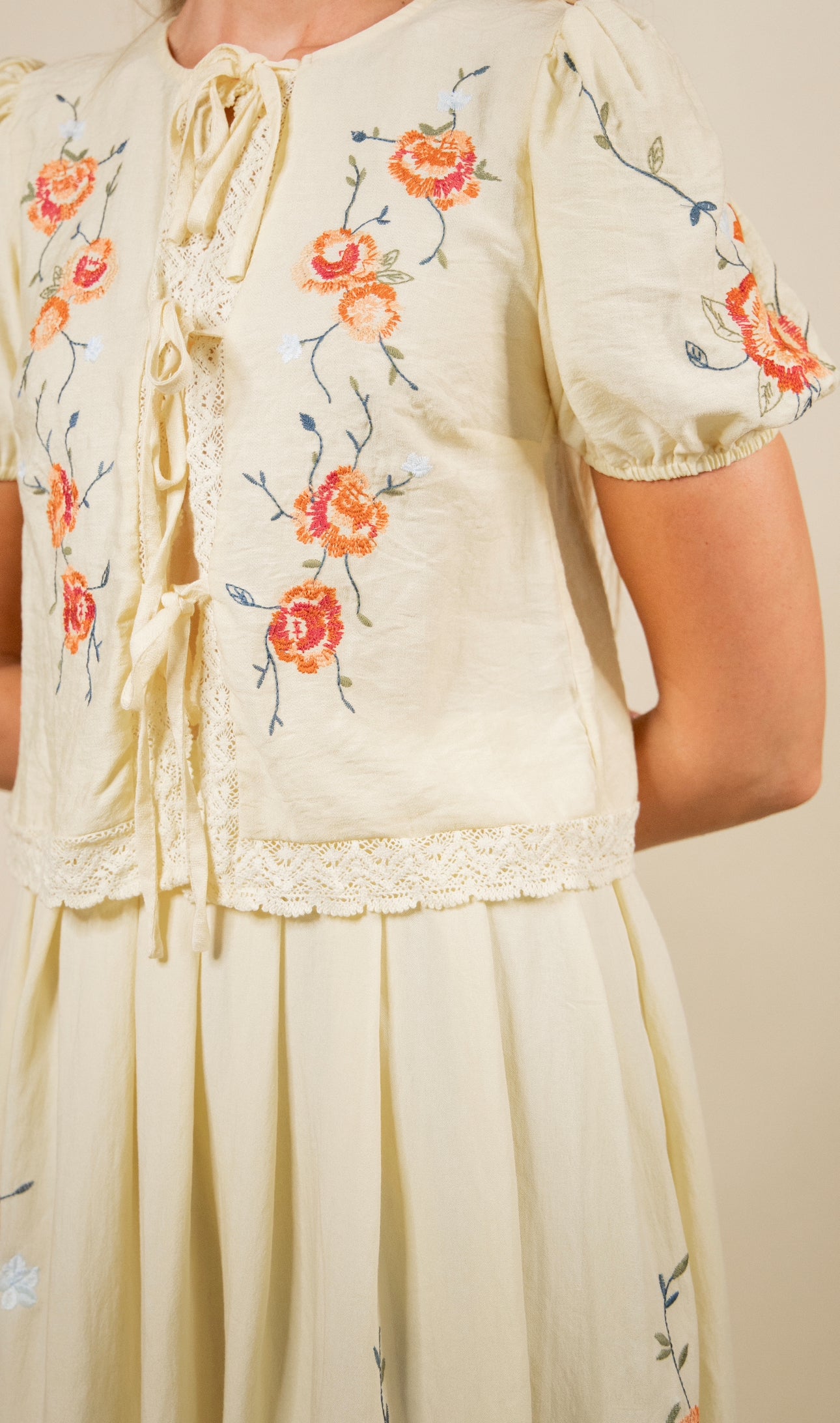 The Wren Embroidered Set in Sunshine Yellow