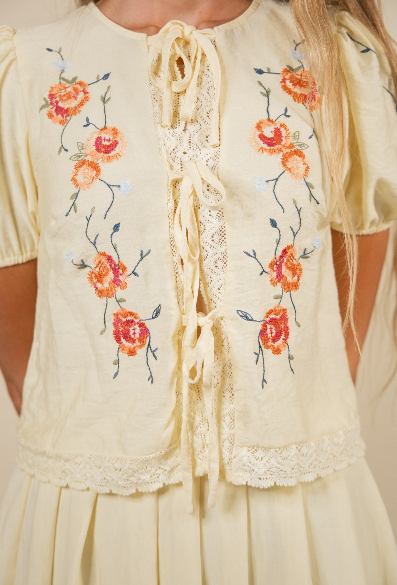 The Wren Embroidered Set in Sunshine Yellow