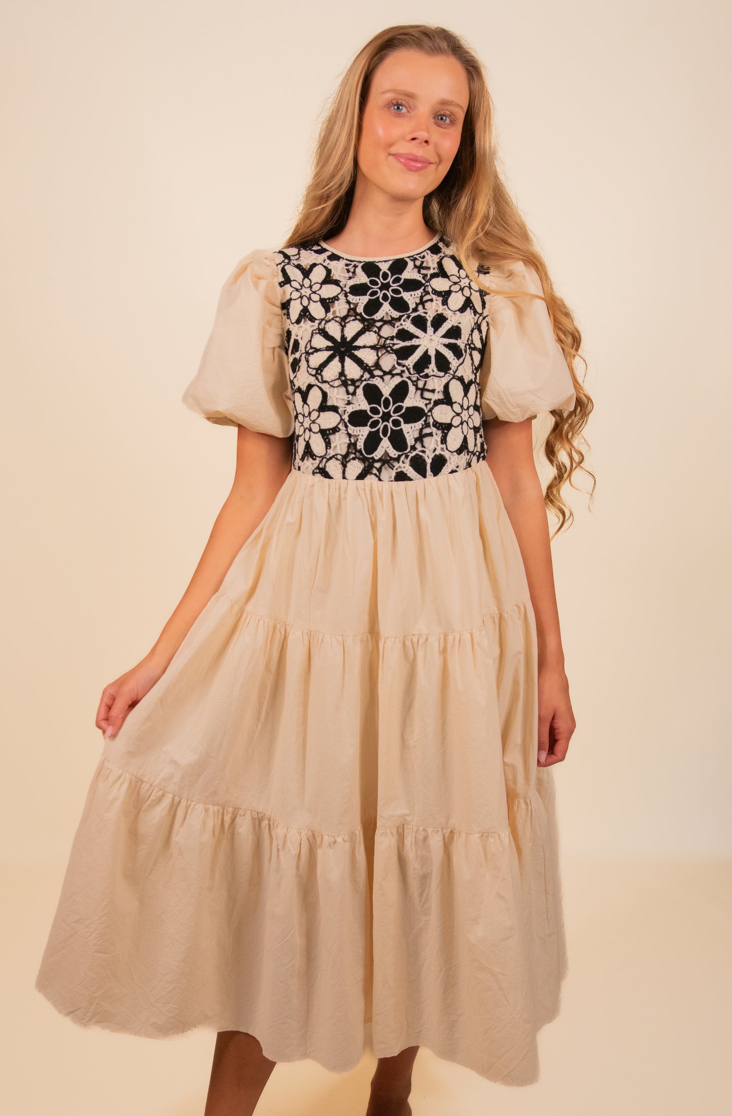 The Mara Crochet Tiered Midi