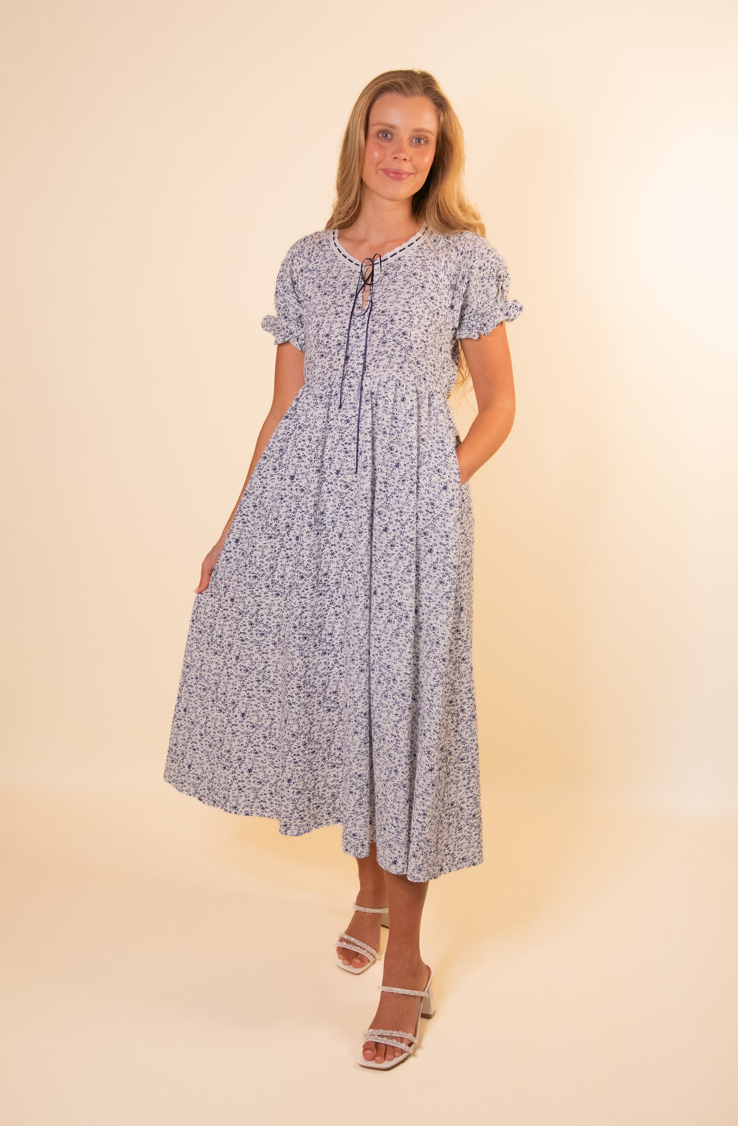 The Celeste Ditsy Floral Maxi in Navy