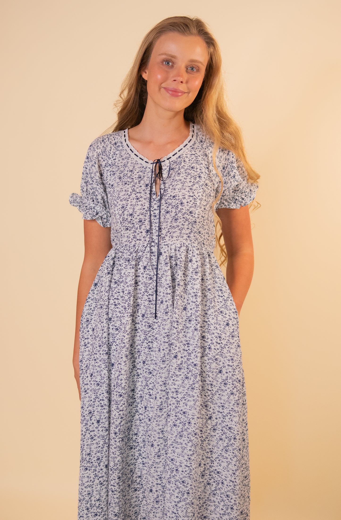 The Celeste Ditsy Floral Maxi in Navy