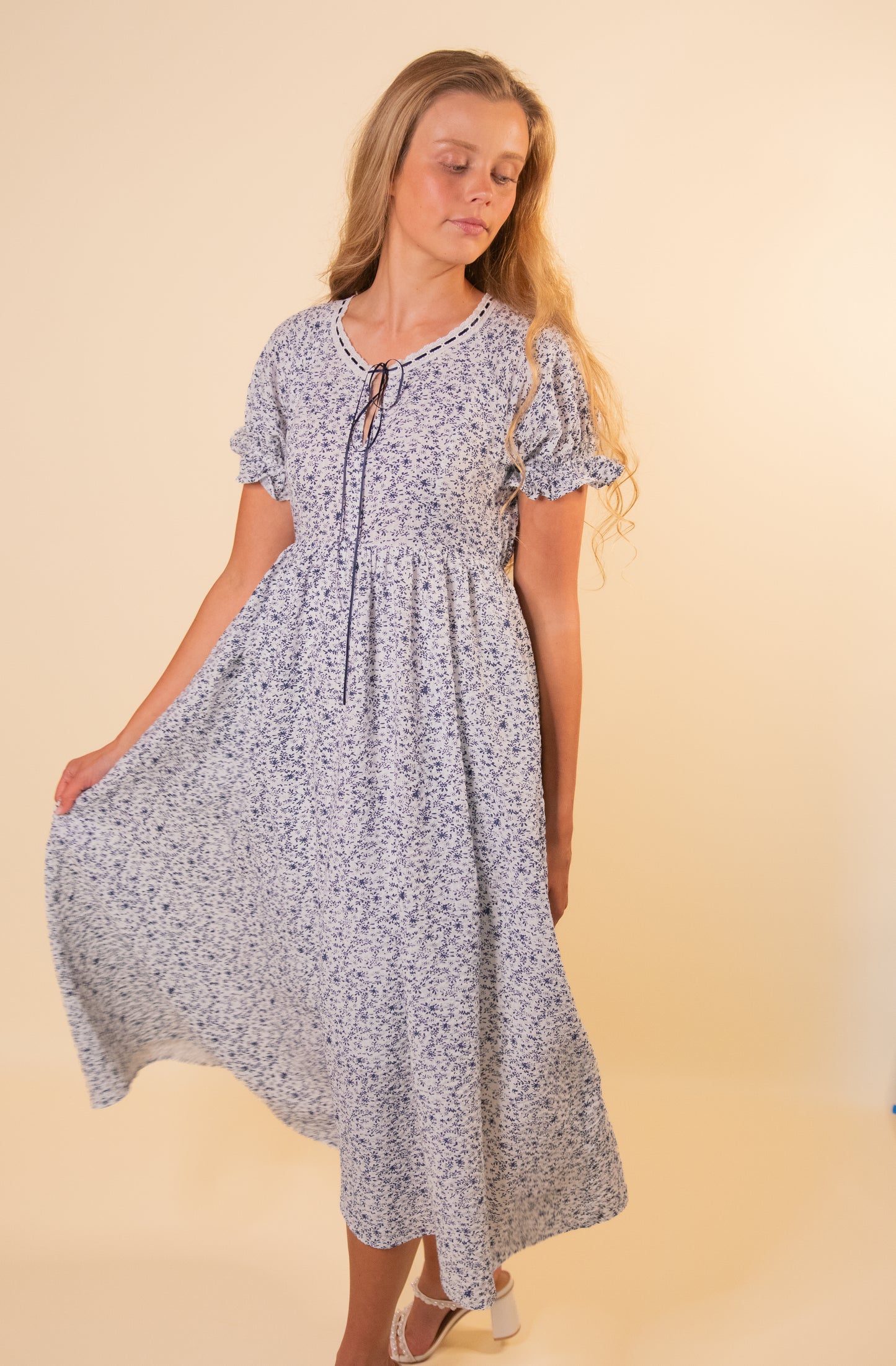 The Celeste Ditsy Floral Maxi in Navy