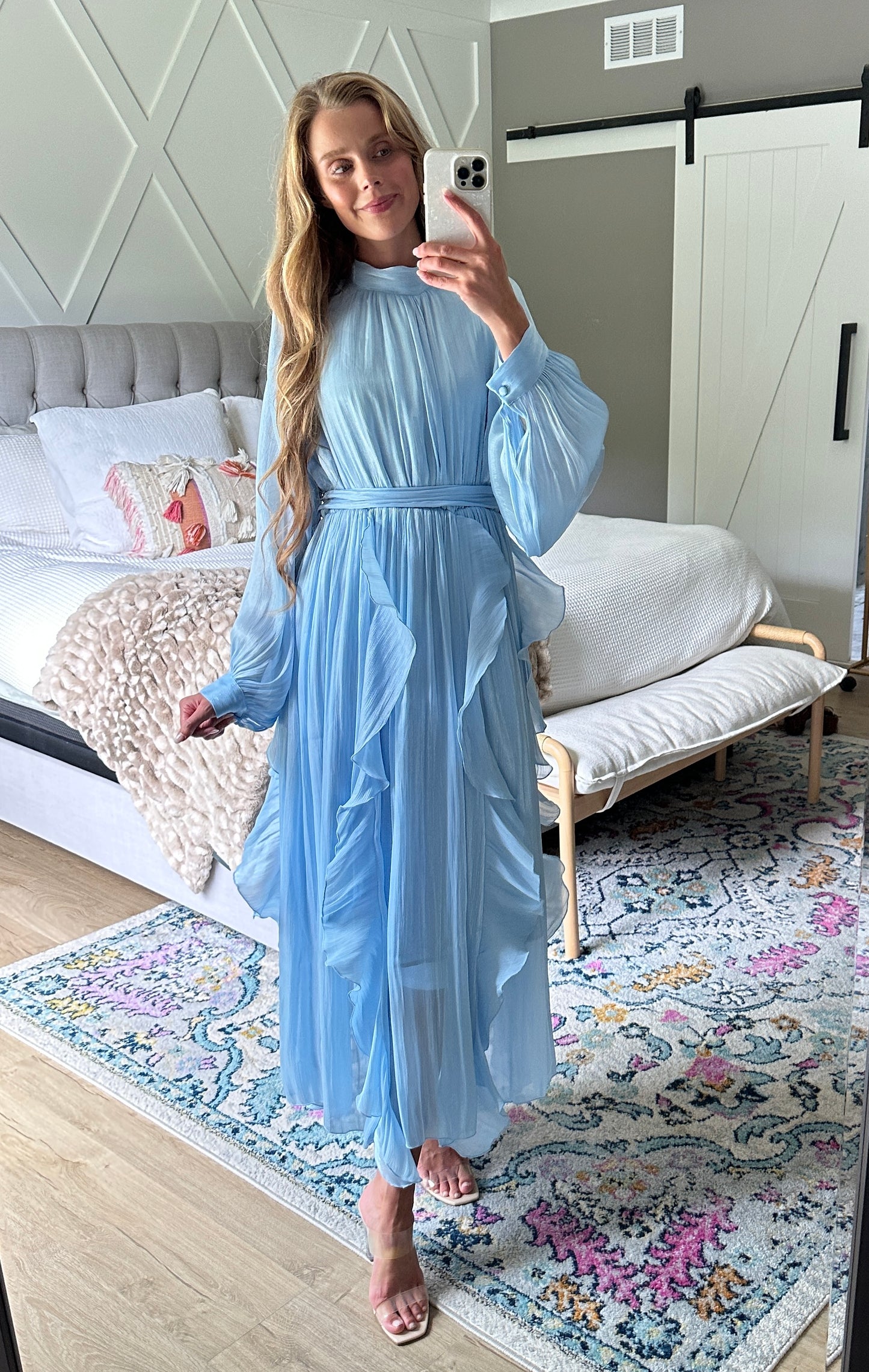 The Eleanor Shimmer Dress in Cinderella Blue