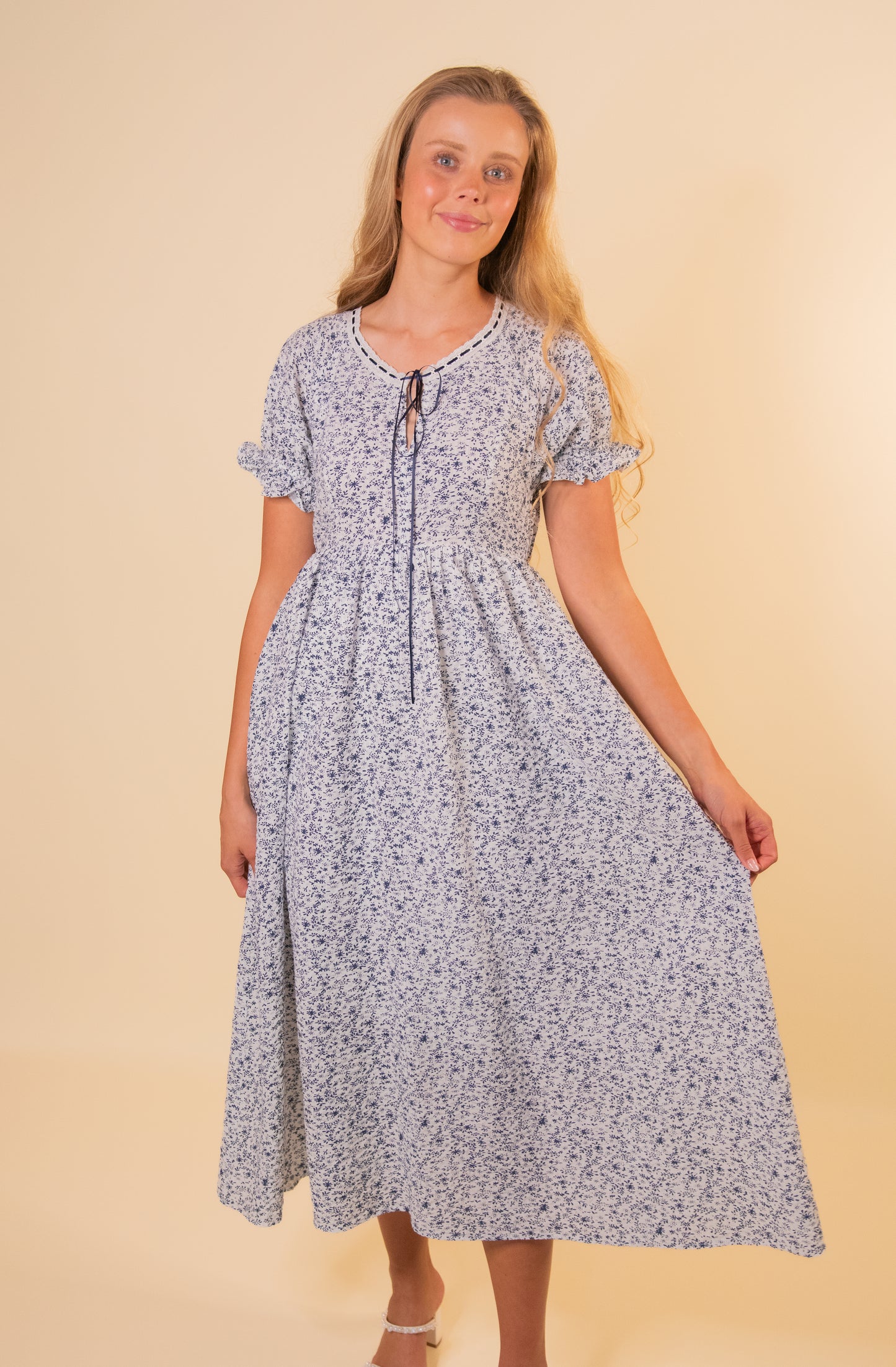 The Celeste Ditsy Floral Maxi in Navy