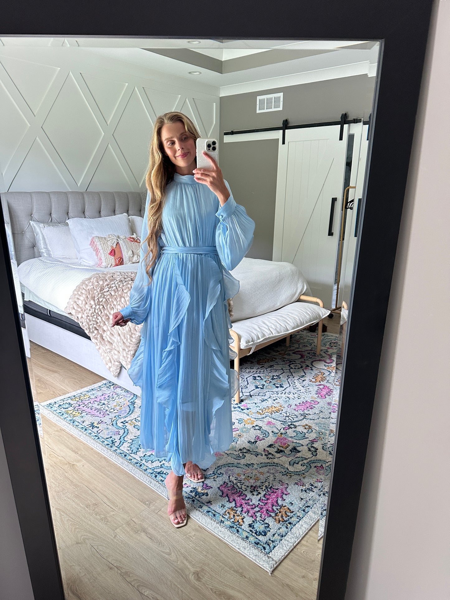 The Eleanor Shimmer Dress in Cinderella Blue