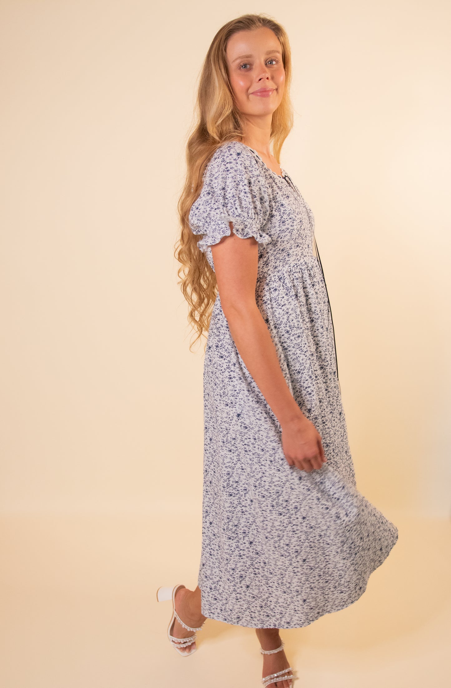 The Celeste Ditsy Floral Maxi in Navy