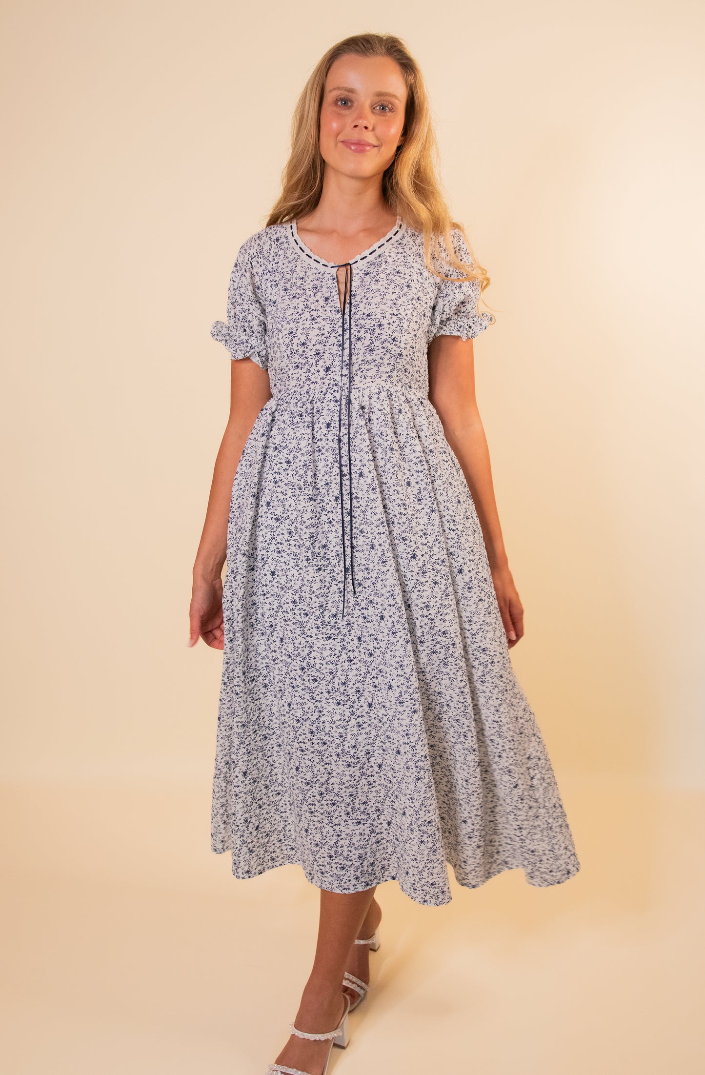 The Celeste Ditsy Floral Maxi in Navy