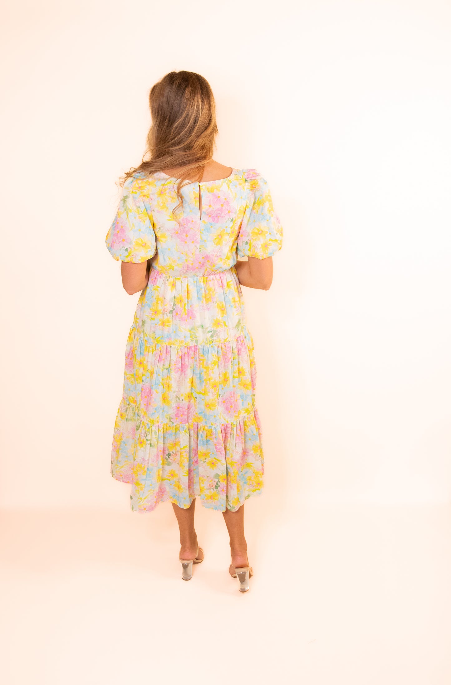 The Mara Crochet Tiered Midi in Floral