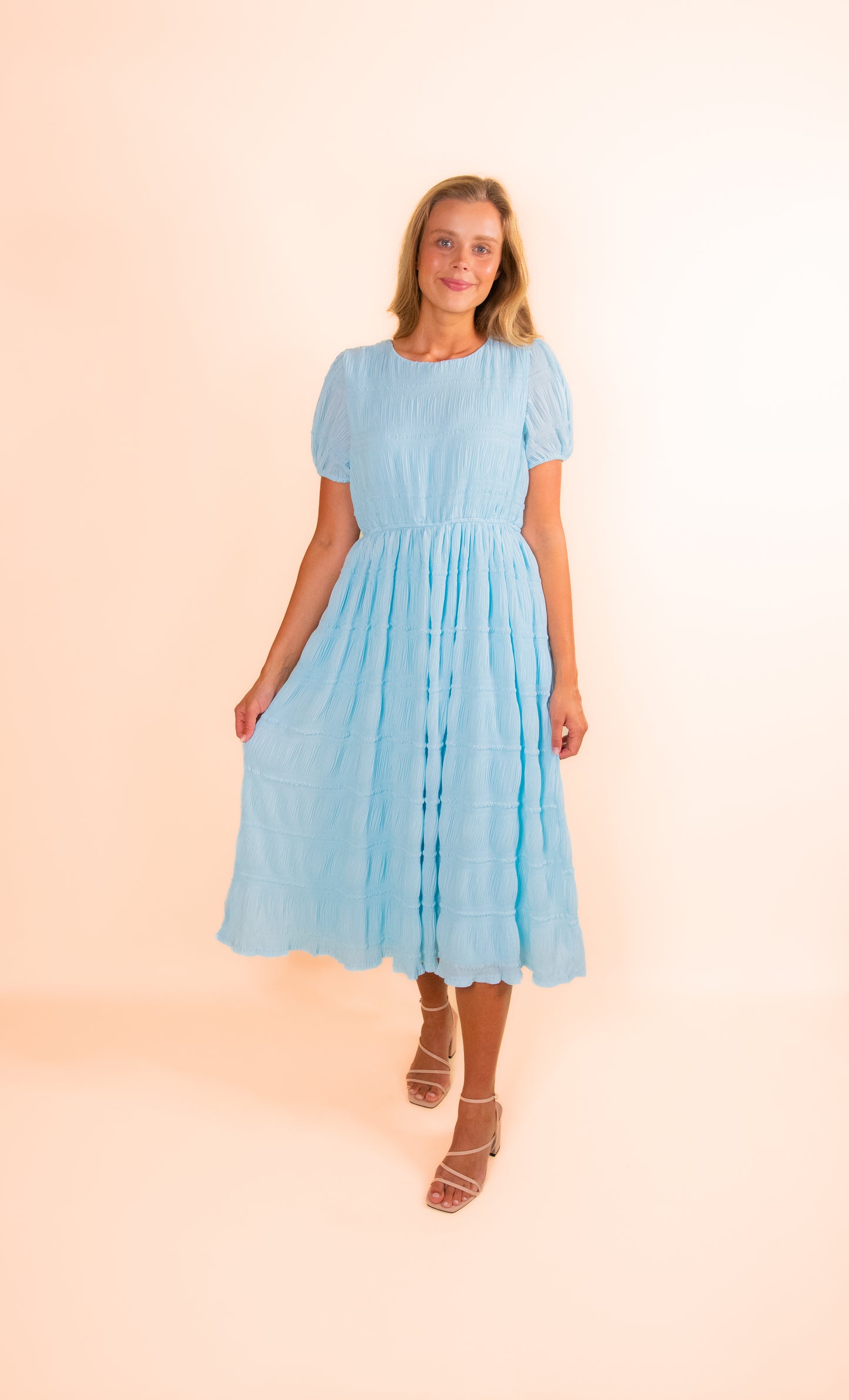 The Megan Chiffon Midi in Blue