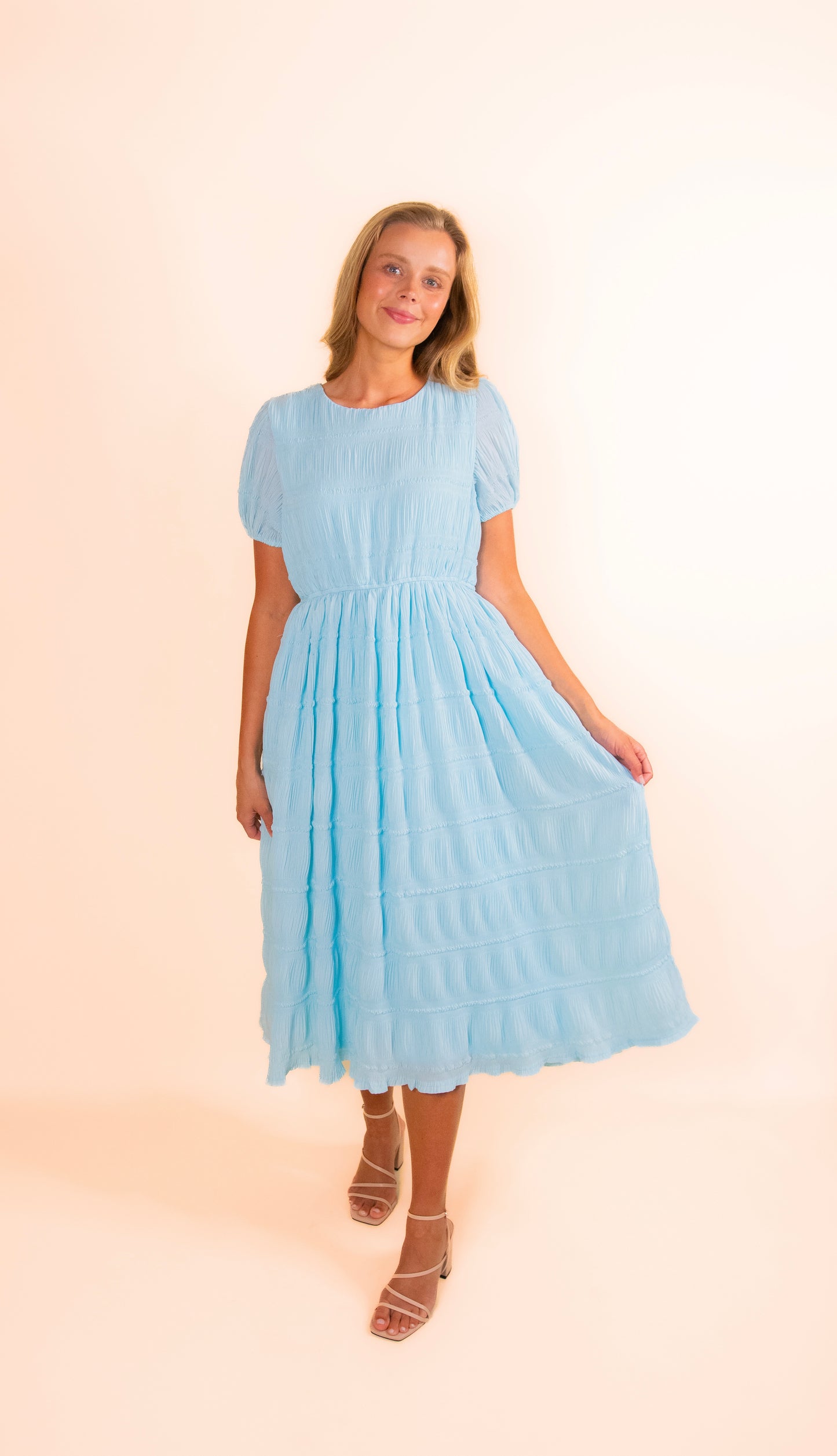 The Megan Chiffon Midi in Blue