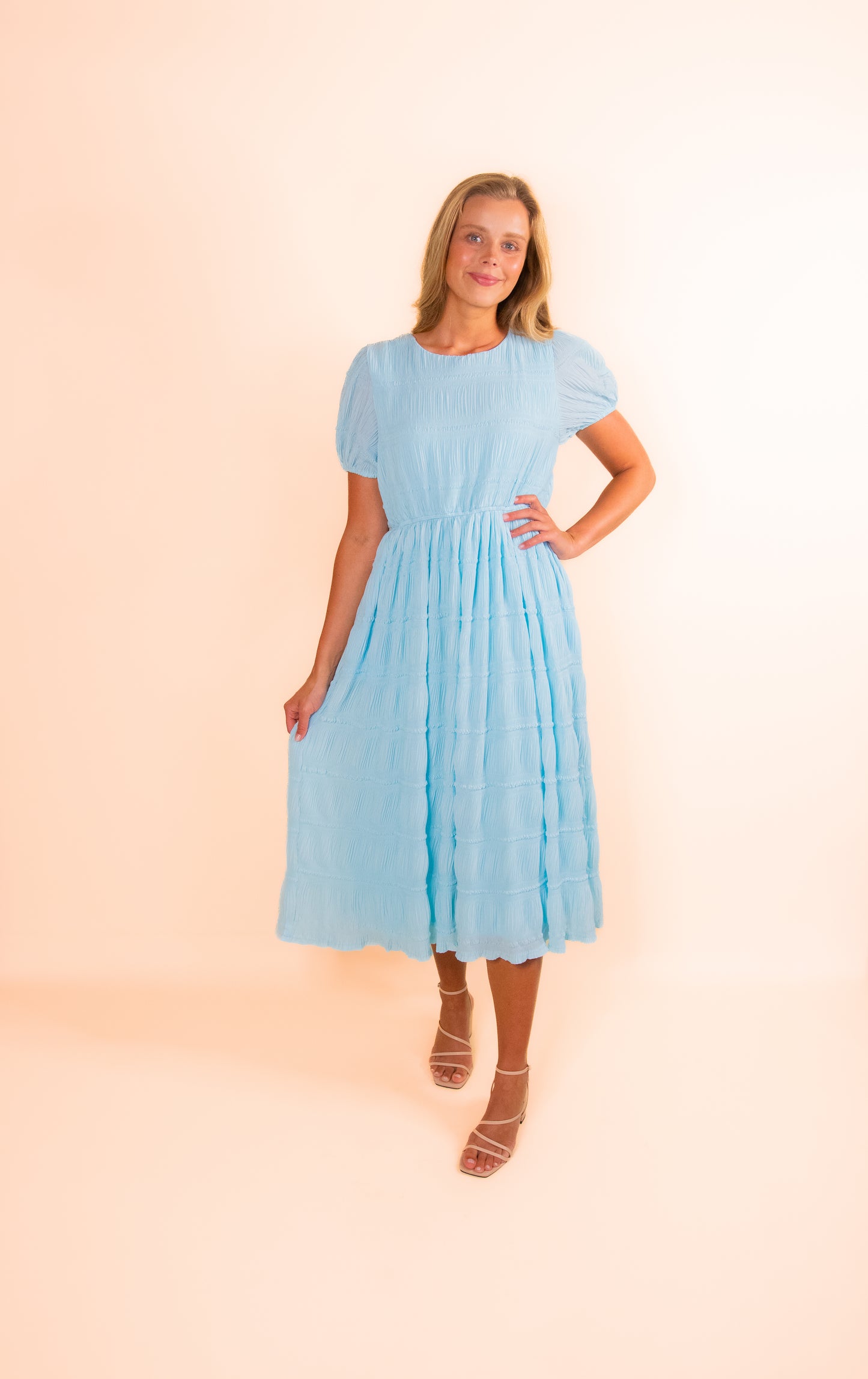 The Megan Chiffon Midi in Blue