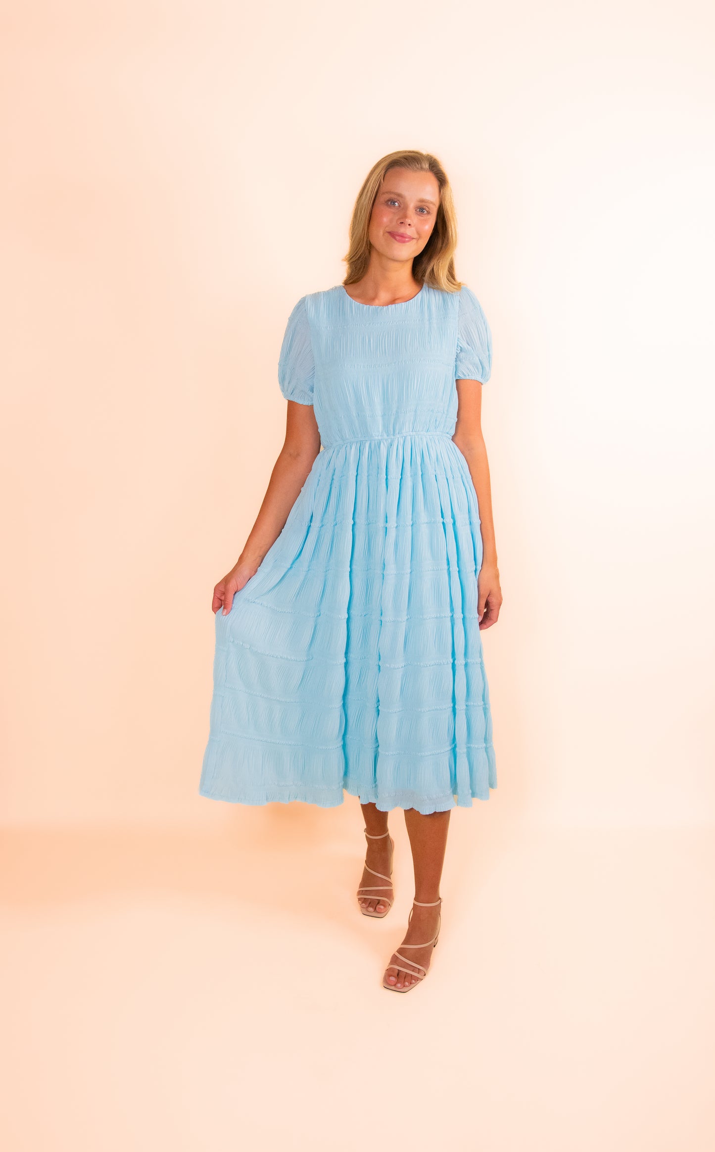 The Megan Chiffon Midi in Blue