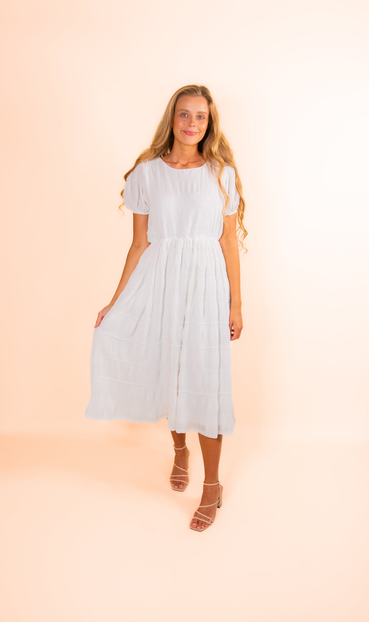 The Megan Chiffon Midi in White