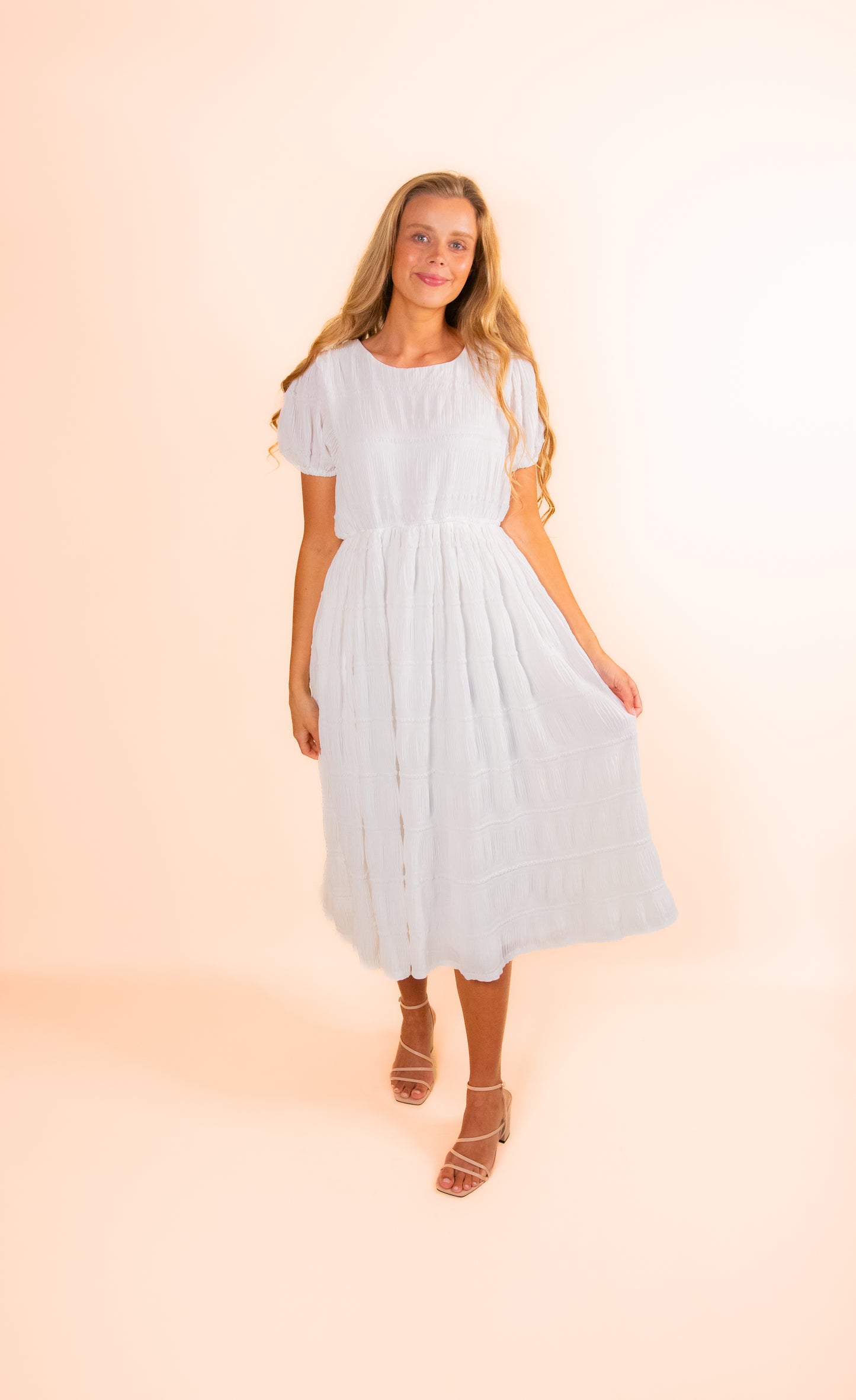 The Megan Chiffon Midi in White