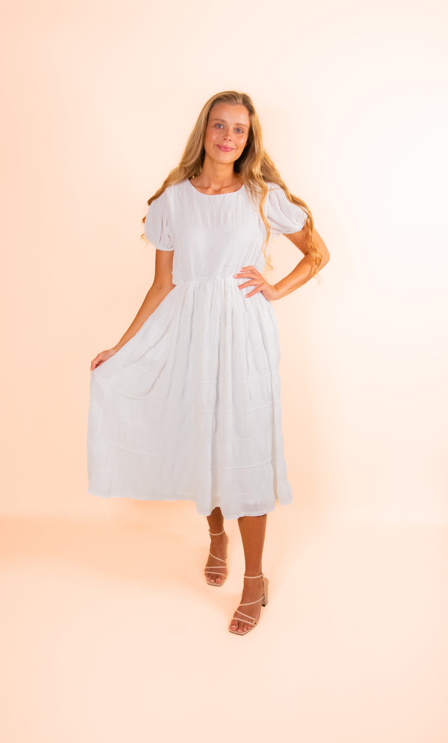 The Megan Chiffon Midi in White