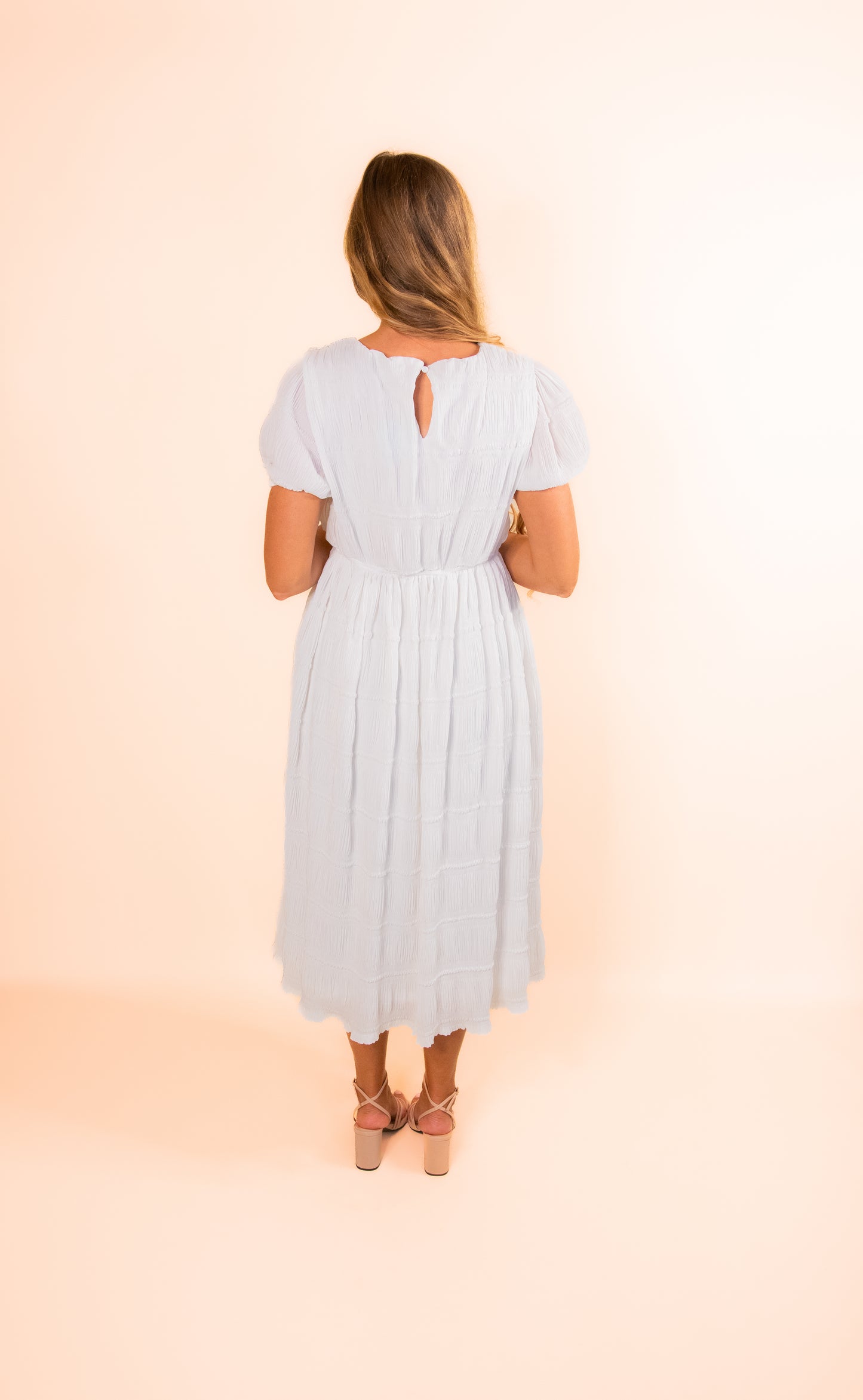 The Megan Chiffon Midi in White