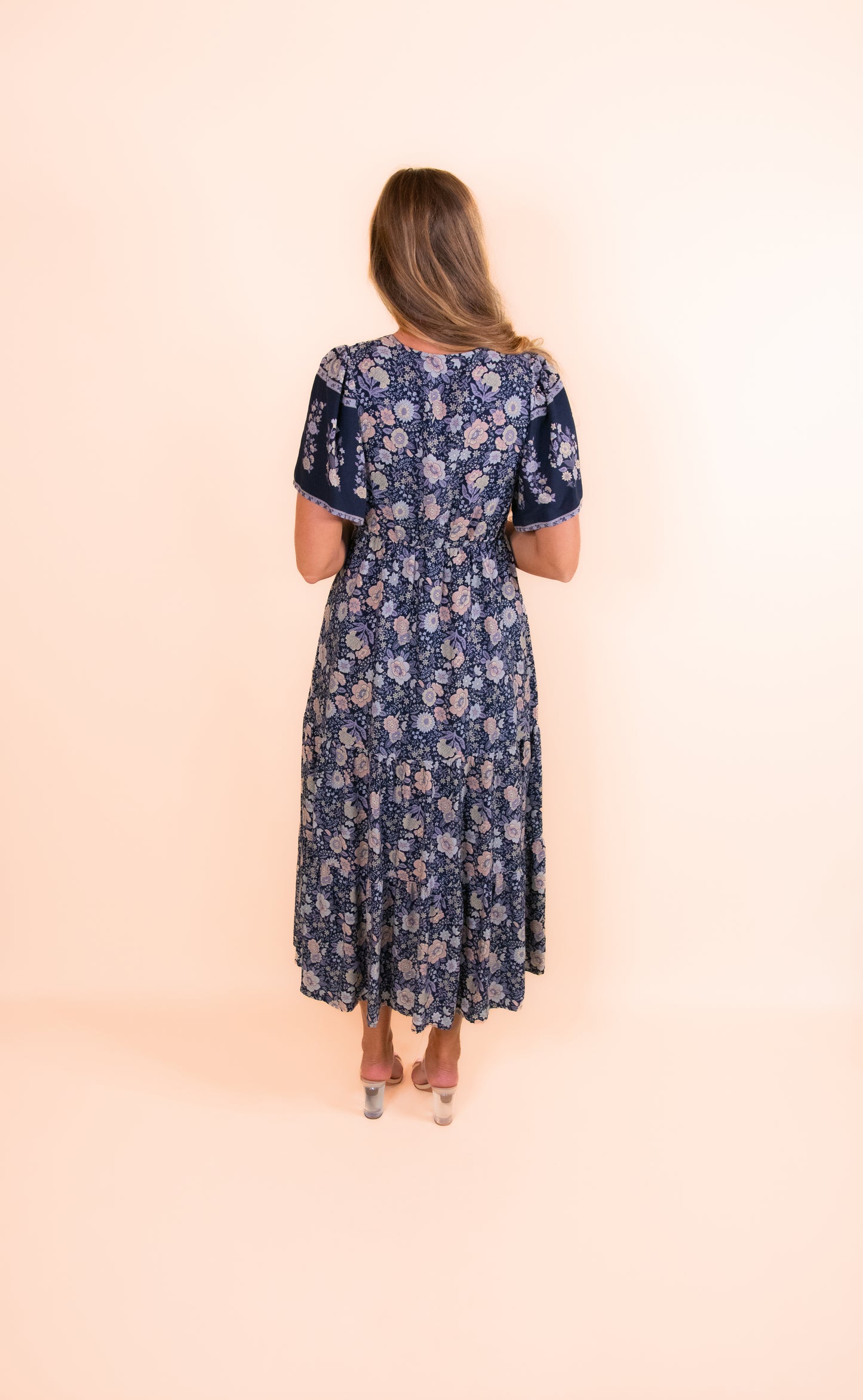 The Allie Boho Dress in Navy Floral