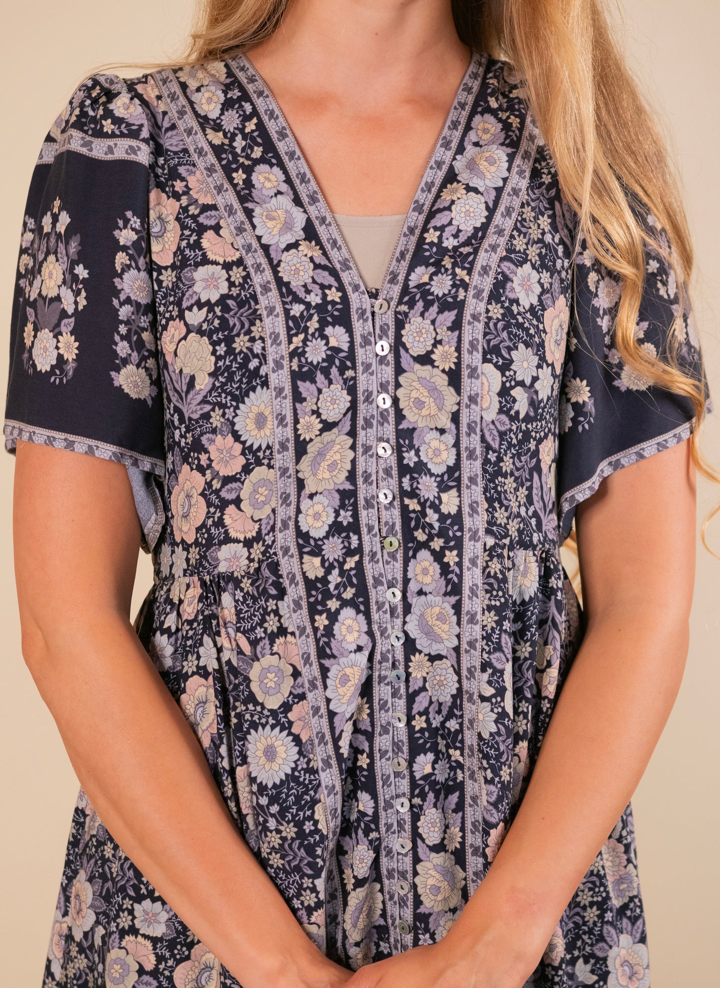 The Allie Boho Dress in Navy Floral